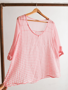 Blusa rosa pastel gingham