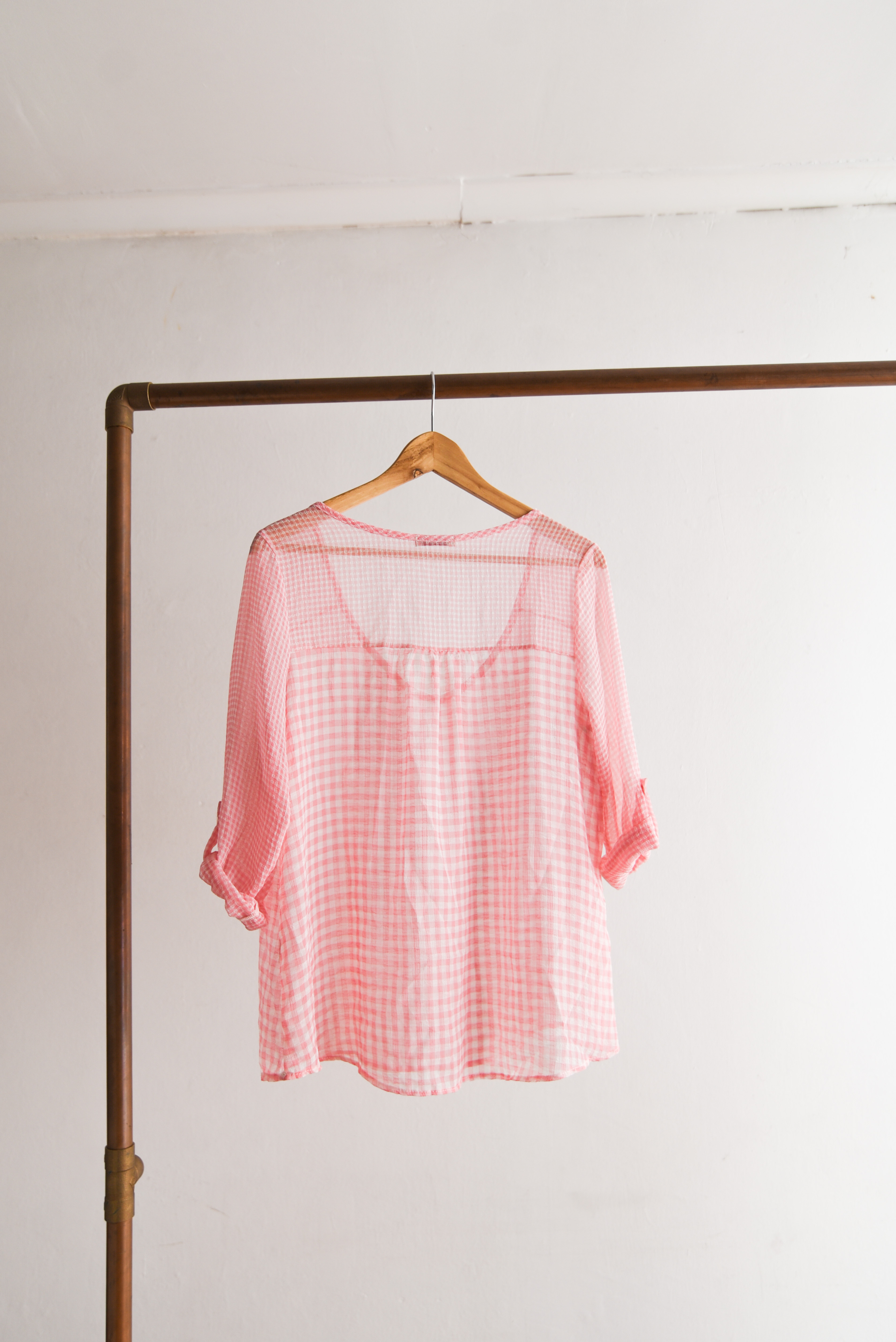 Blusa rosa pastel gingham