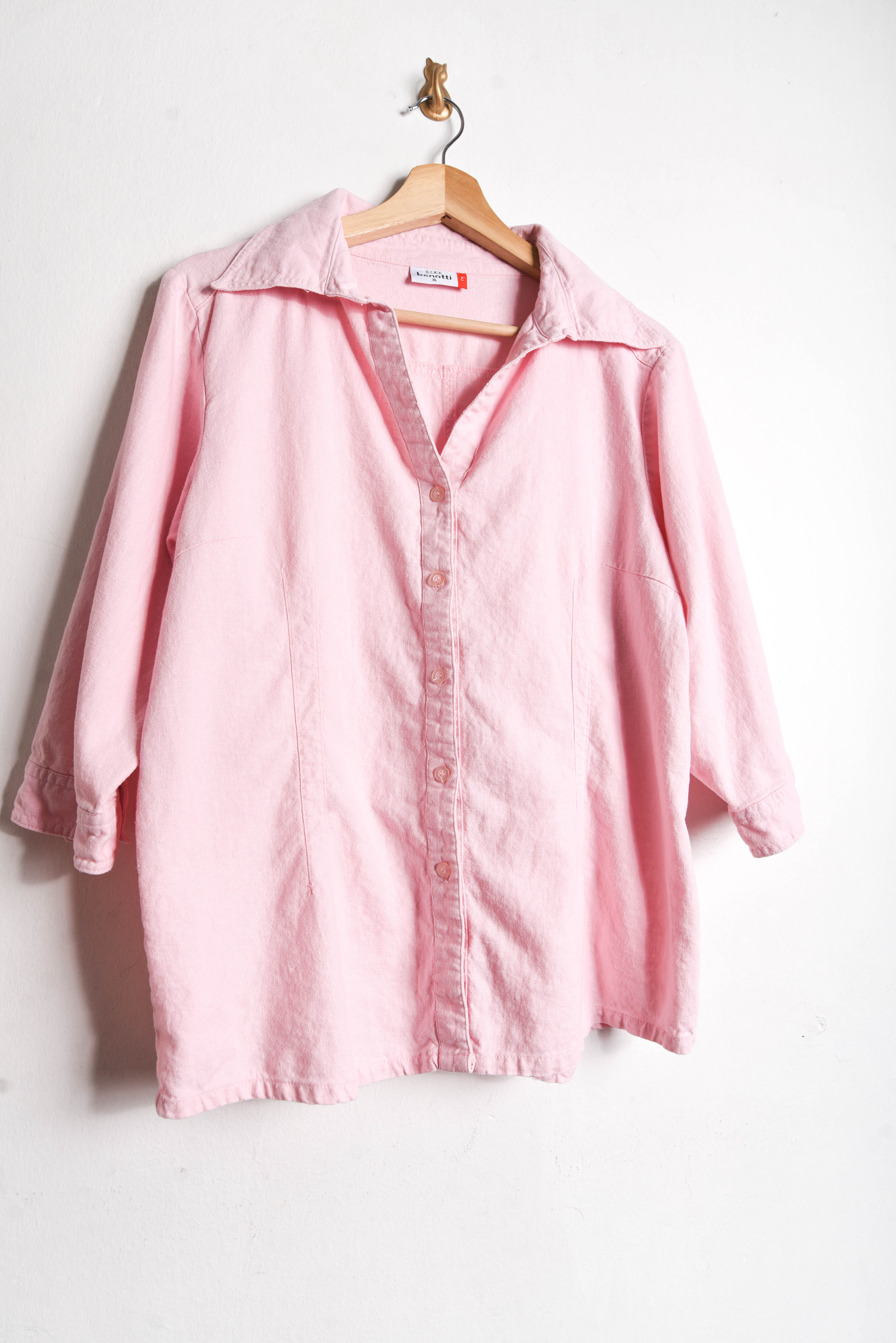Camisa rosa pastel lino