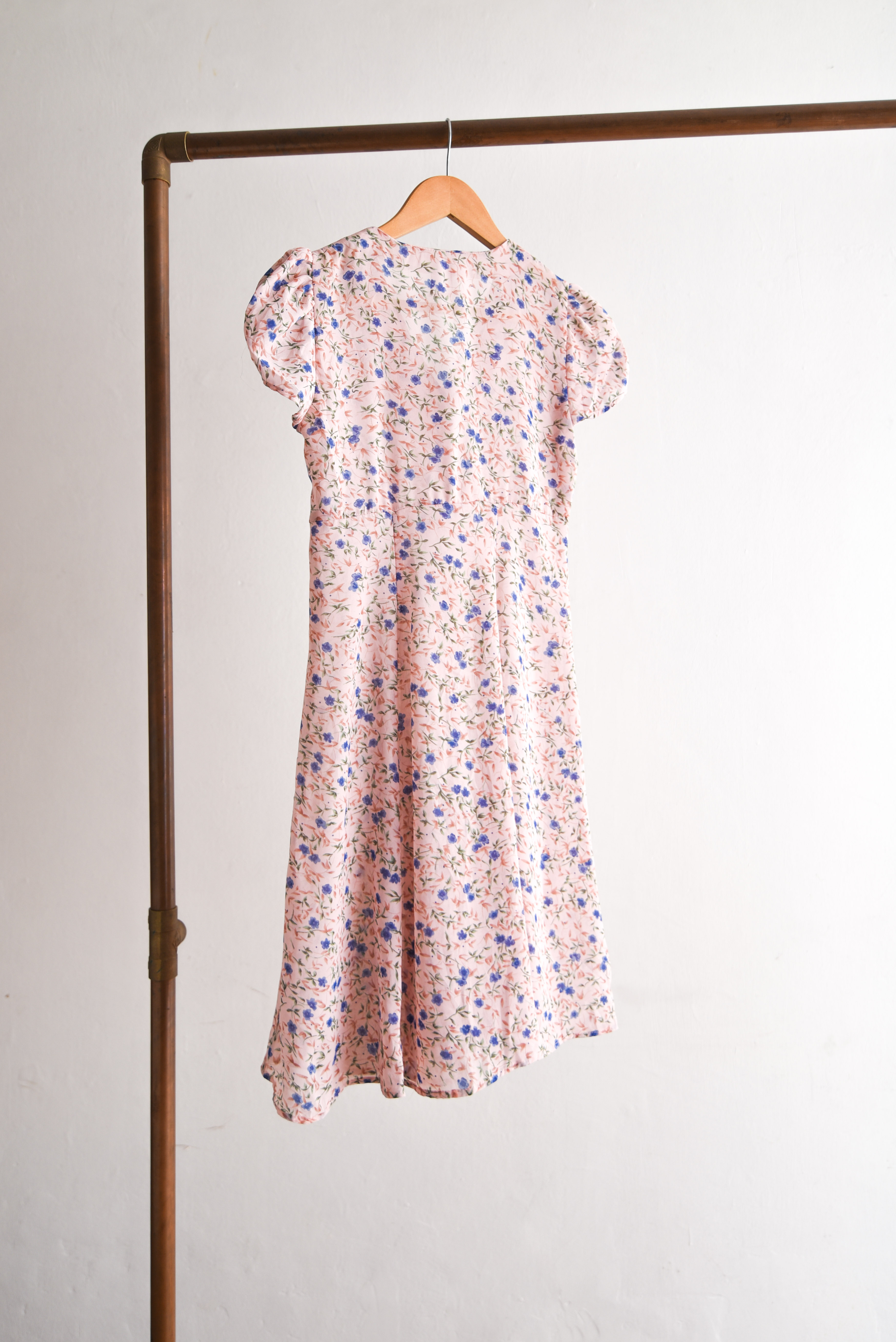 Vestido rosa pastel floral vintage