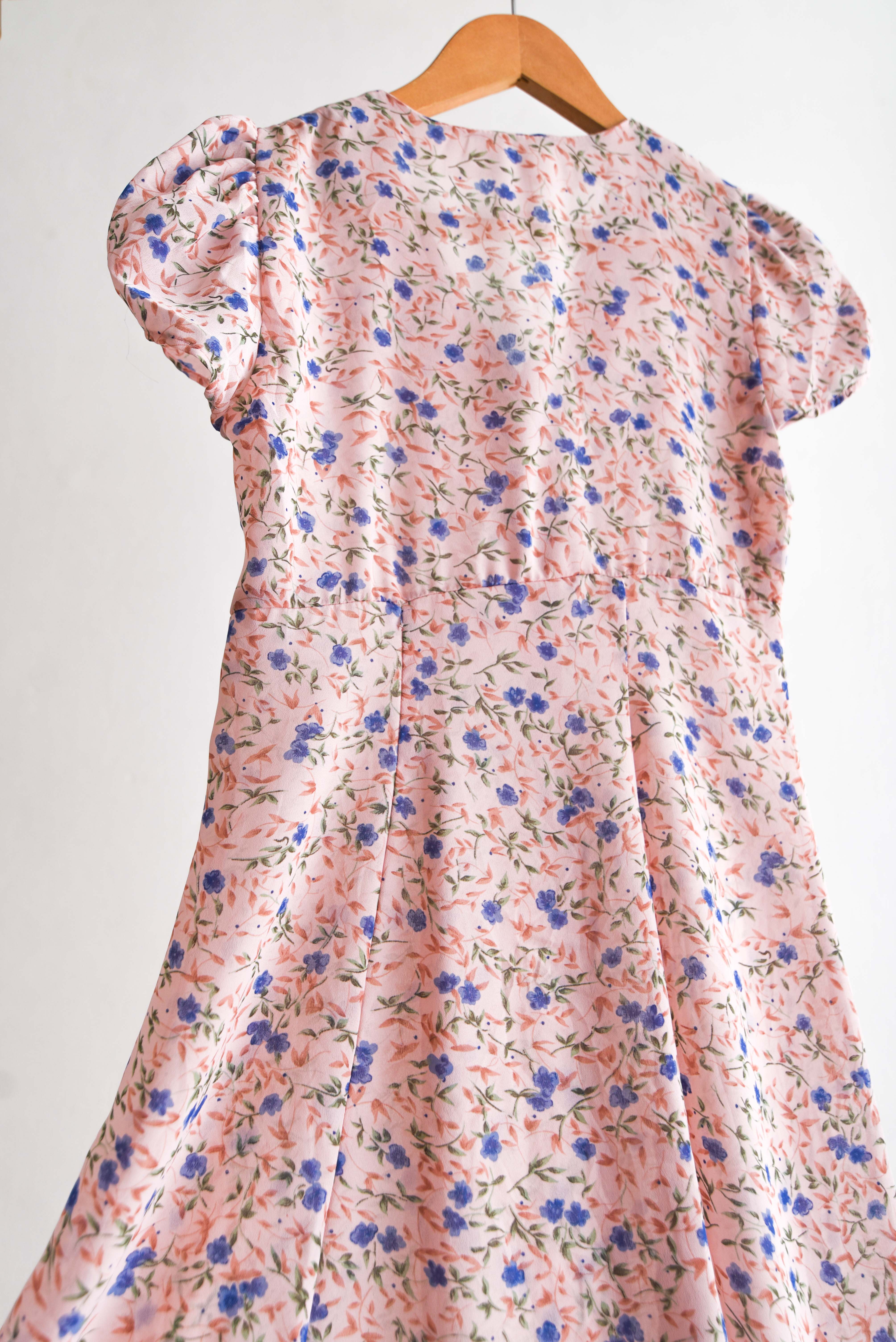 Vestido rosa pastel floral vintage