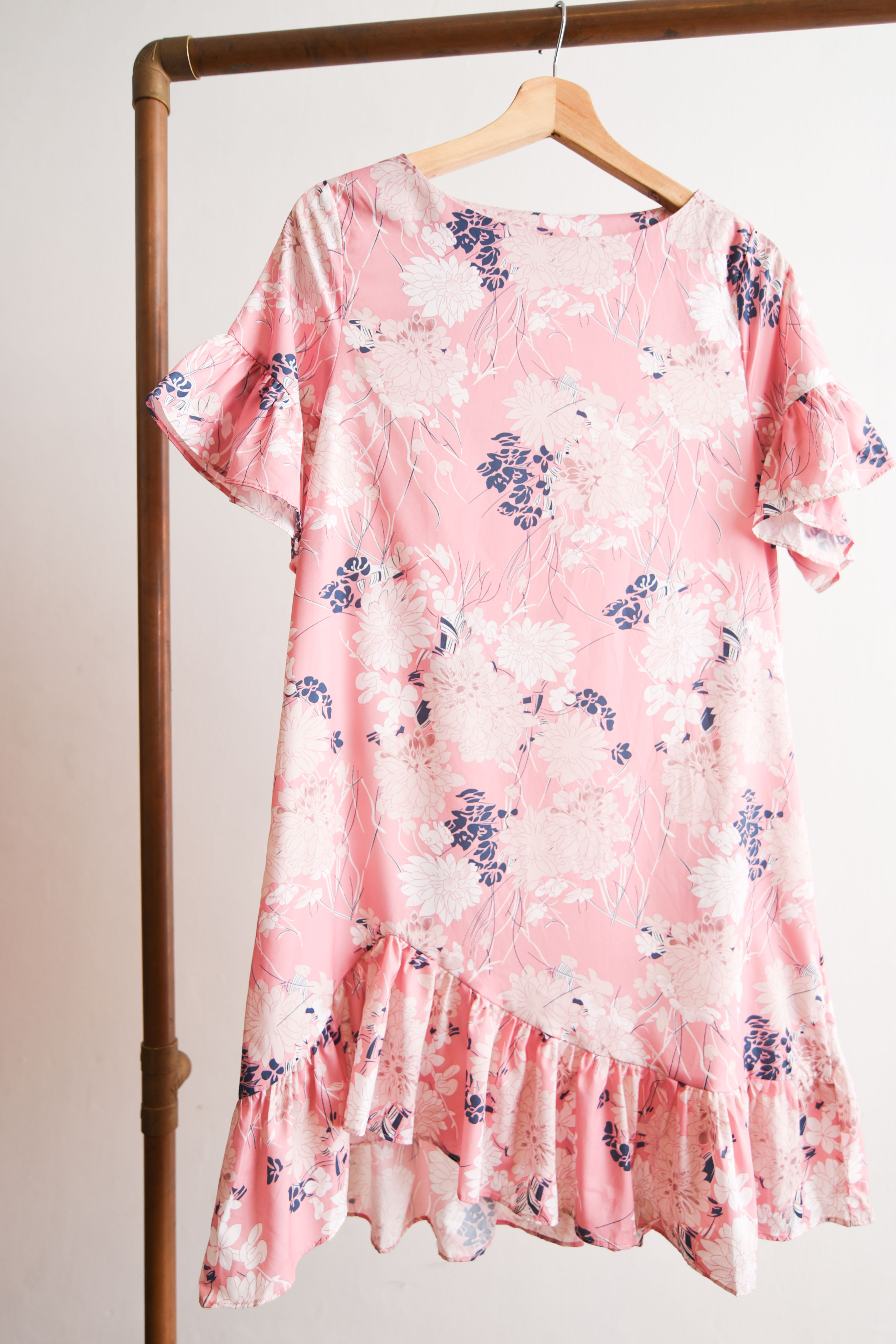 Vestido rosa pastel floral