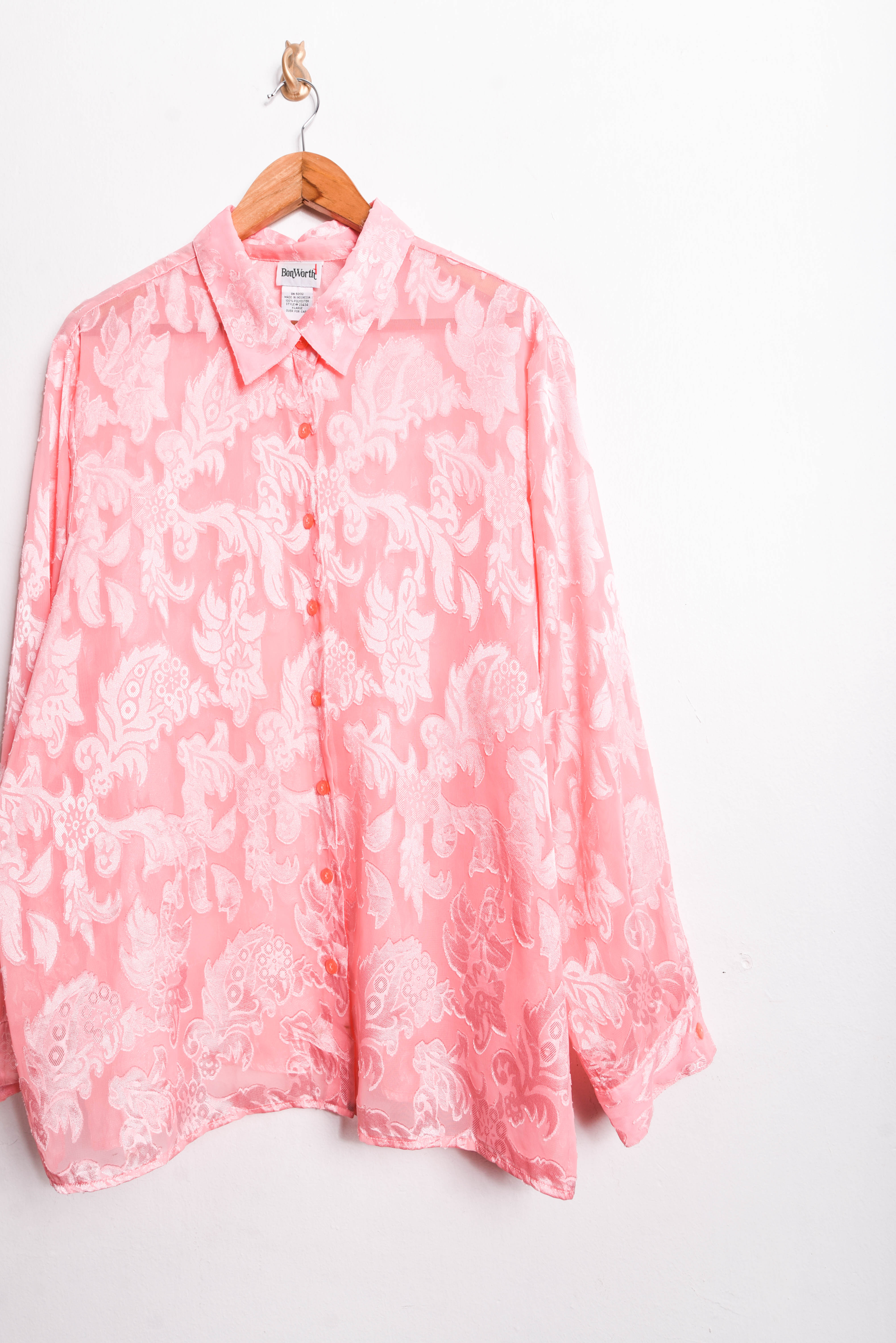 Blusa rosa pastel vntg transparencia