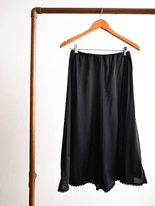 Falda lencera negra satín vintage