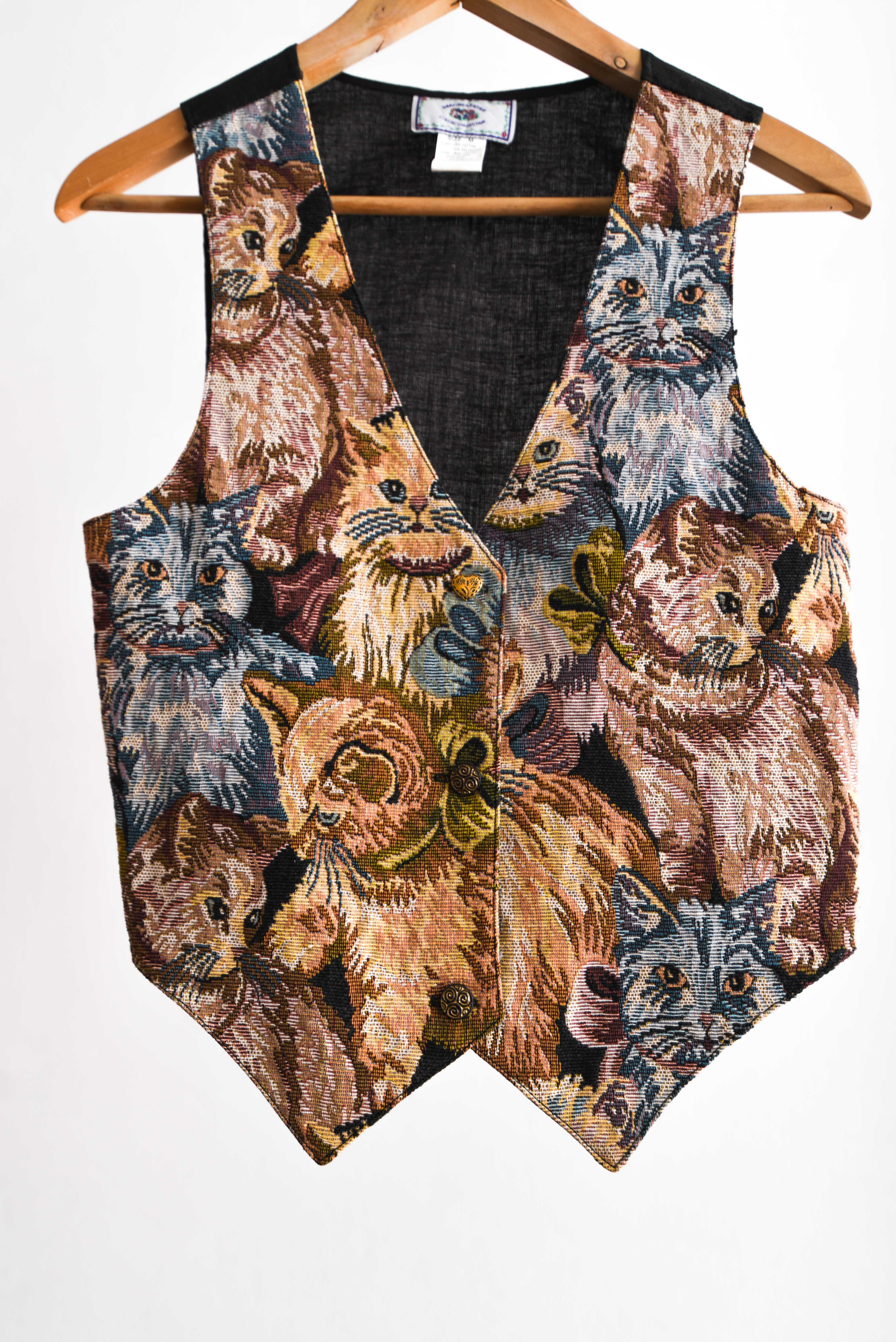 Vest gobelino gatitos vintage