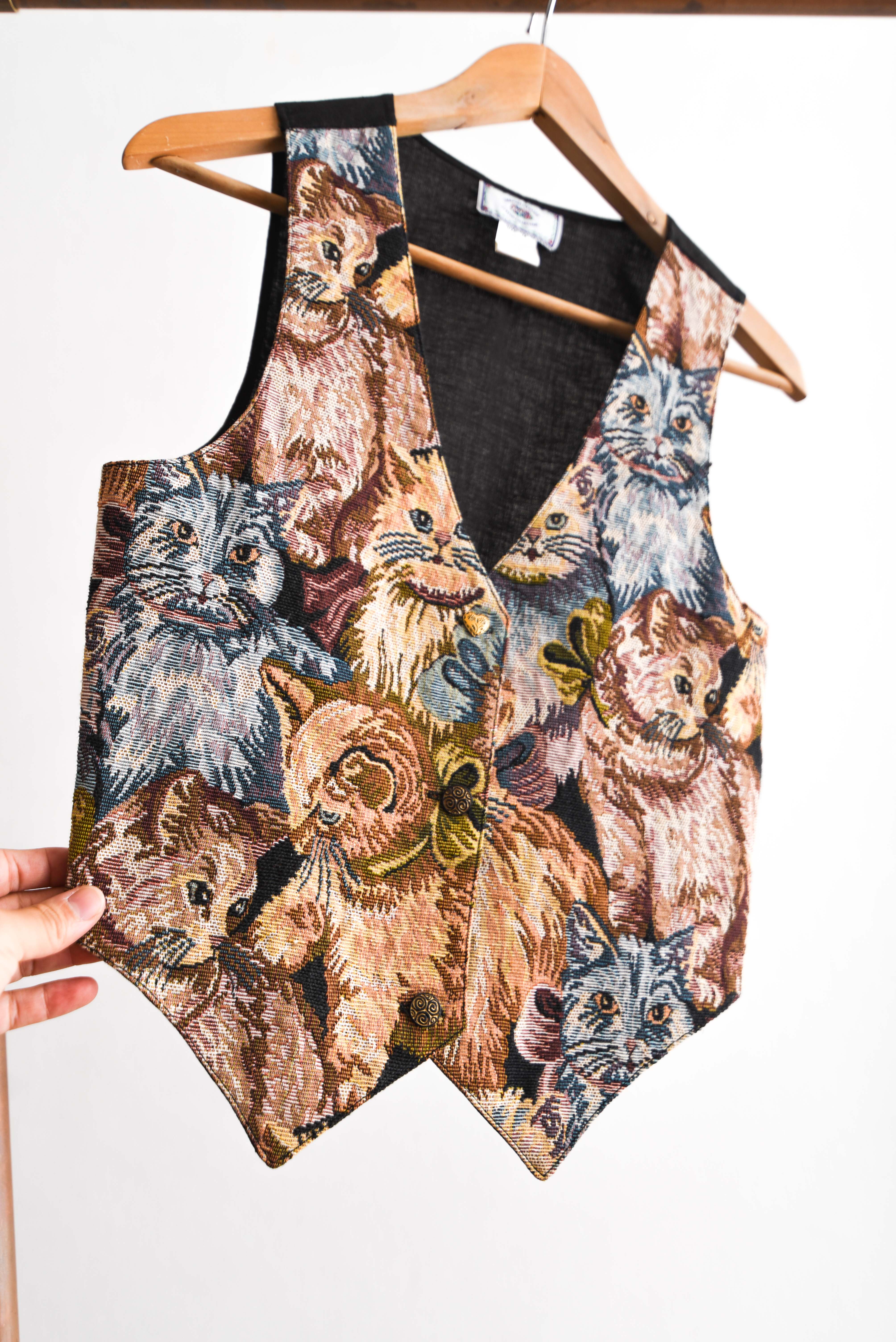 Vest gobelino gatitos vintage