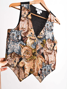 Vest gobelino gatitos vintage