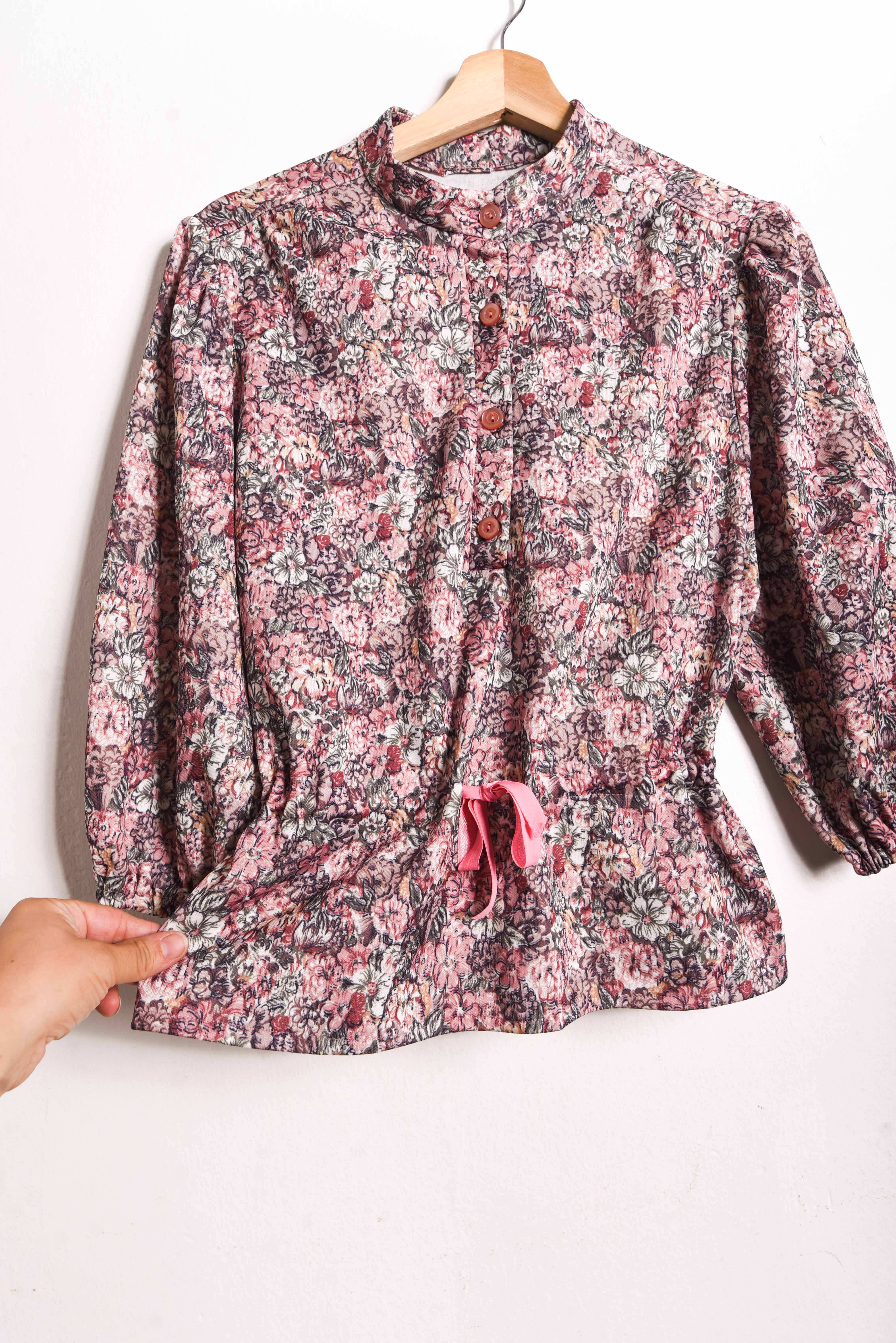 Blusa 70s floral green