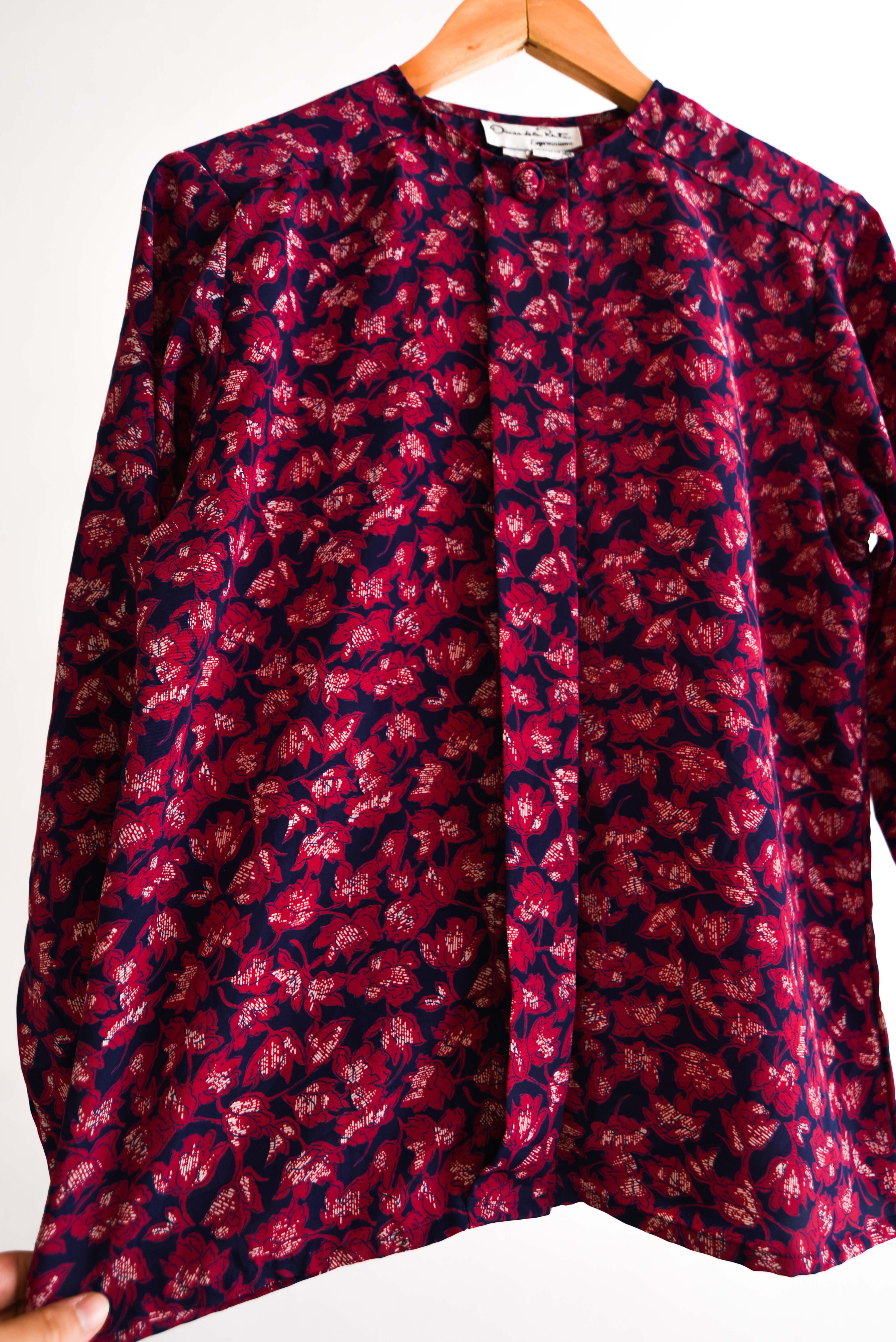 Blusa purple red Oscar de la Renta vintage