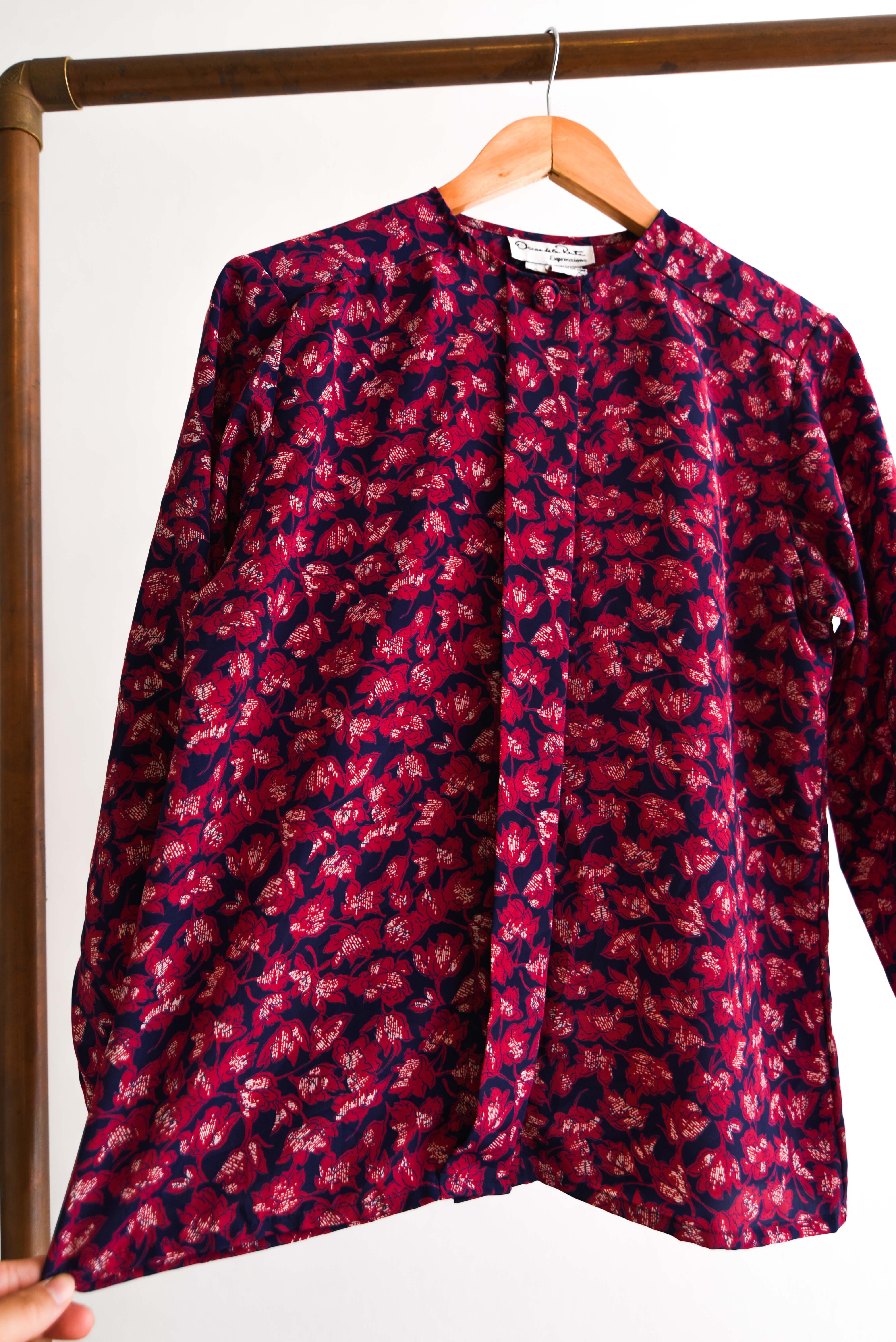 Blusa purple red Oscar de la Renta vintage