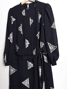 Vestido navy figuras 80s