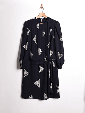 Vestido navy figuras 80s