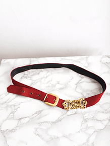 Cinturón rojo y dorado vintage