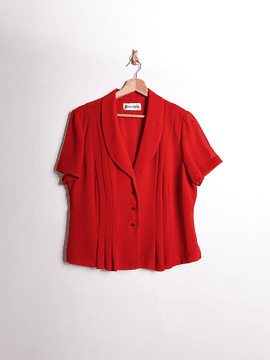 Blusa roja vintage plisada