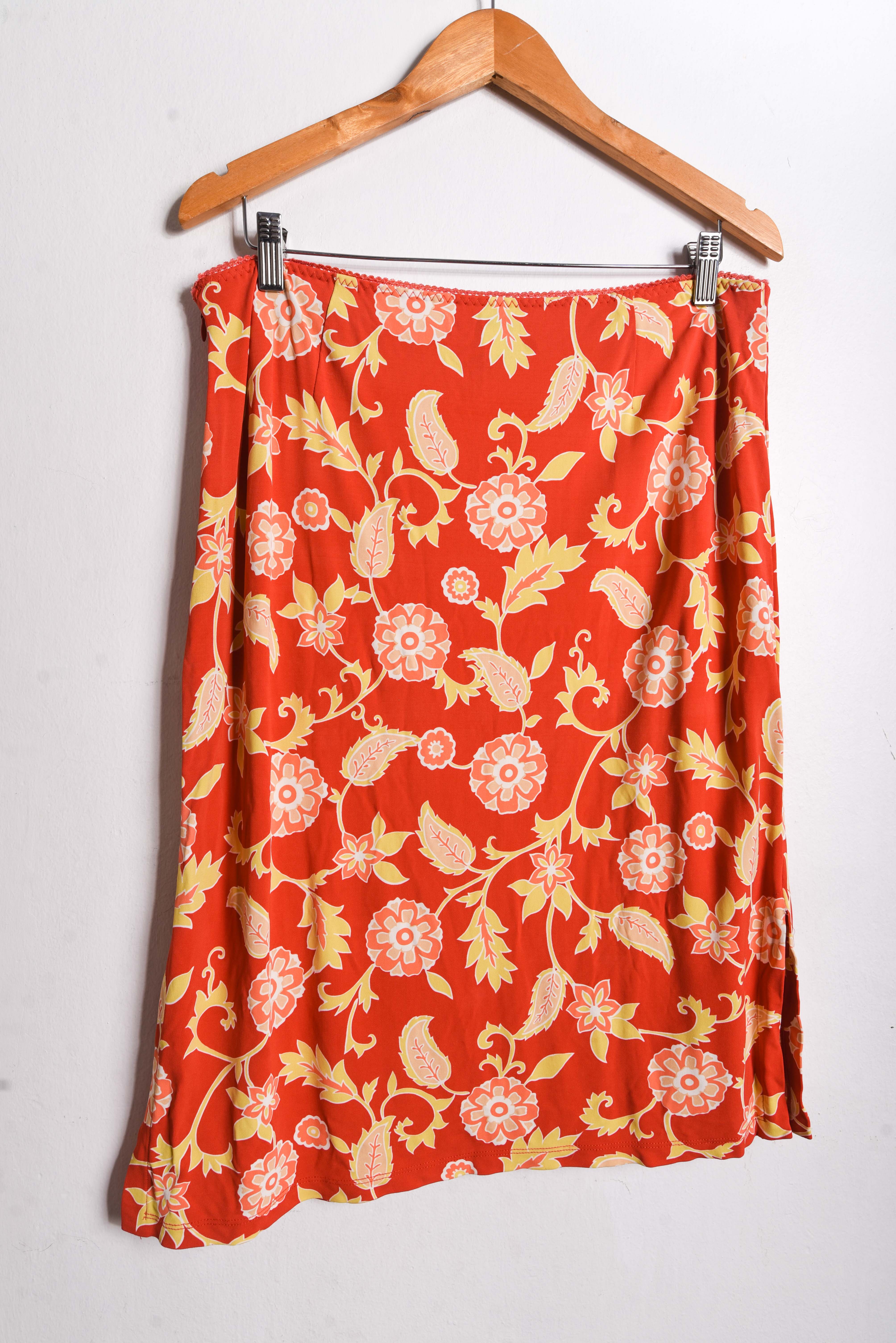 Falda naranjo y rojo 90s