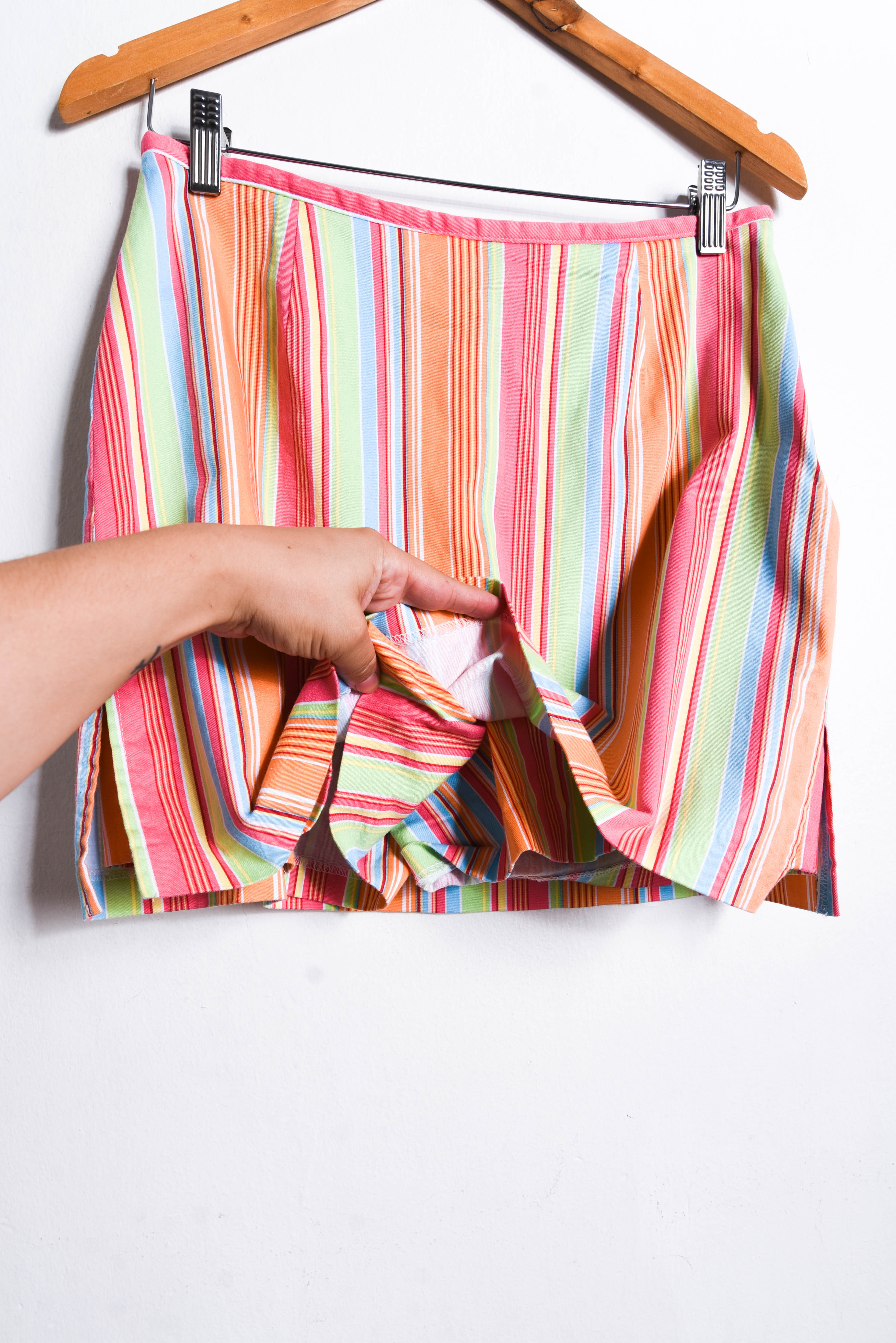 Falda short rayada multicolor vintage