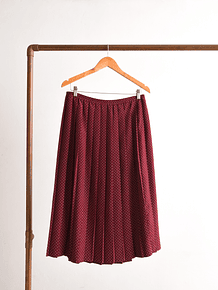 Falda burdeo dots plisada