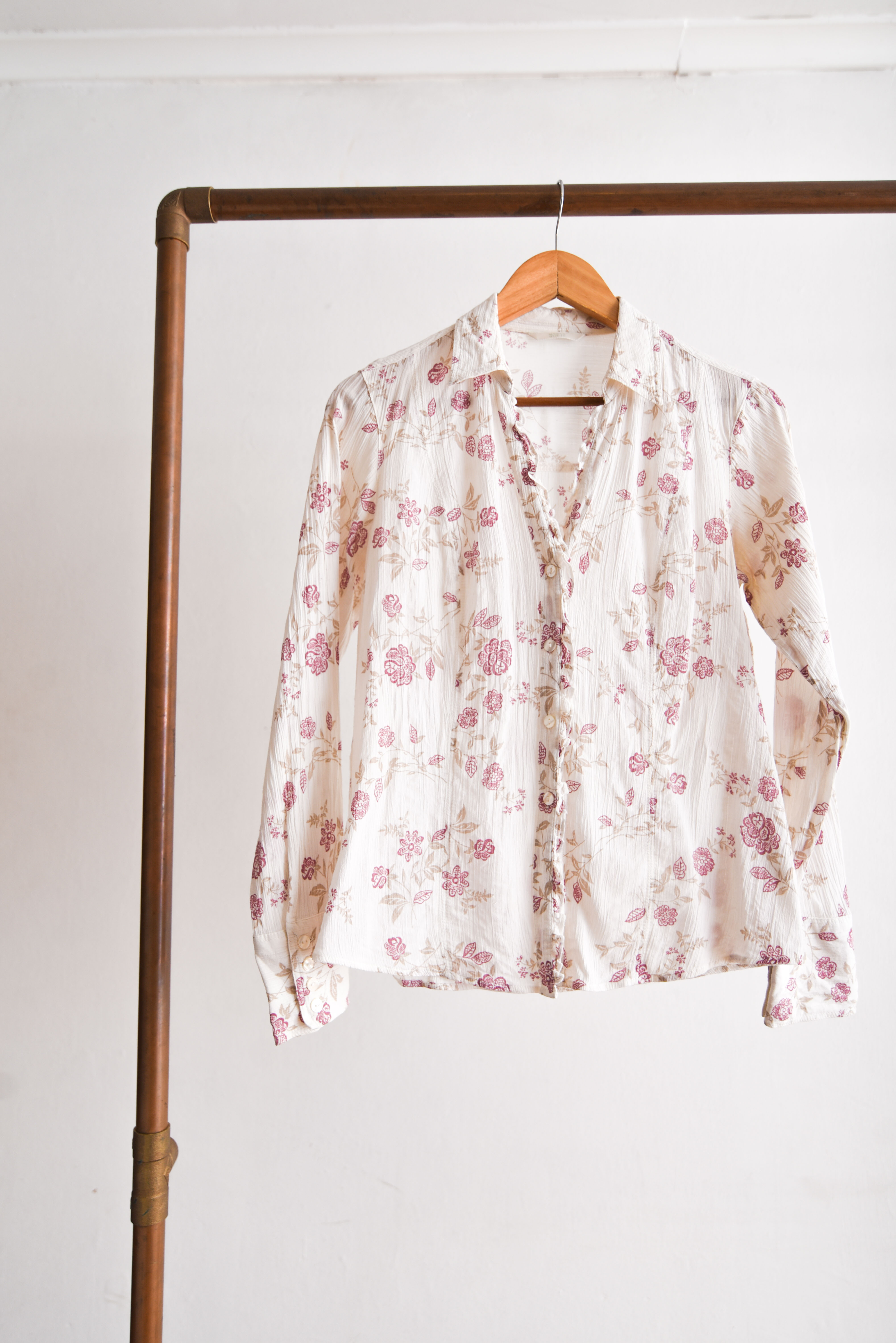 Blusa bambula marfil romántica