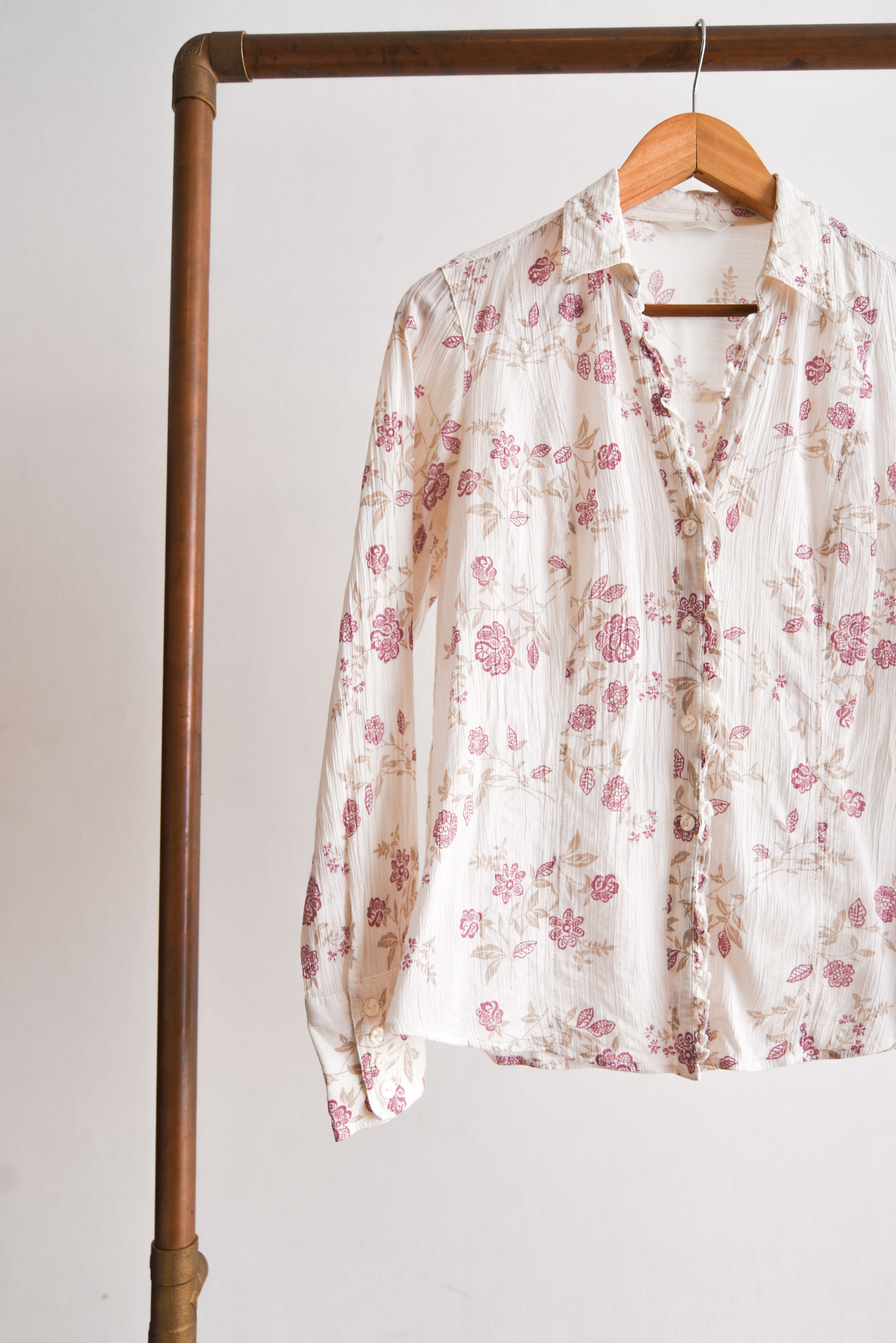 Blusa bambula marfil romántica