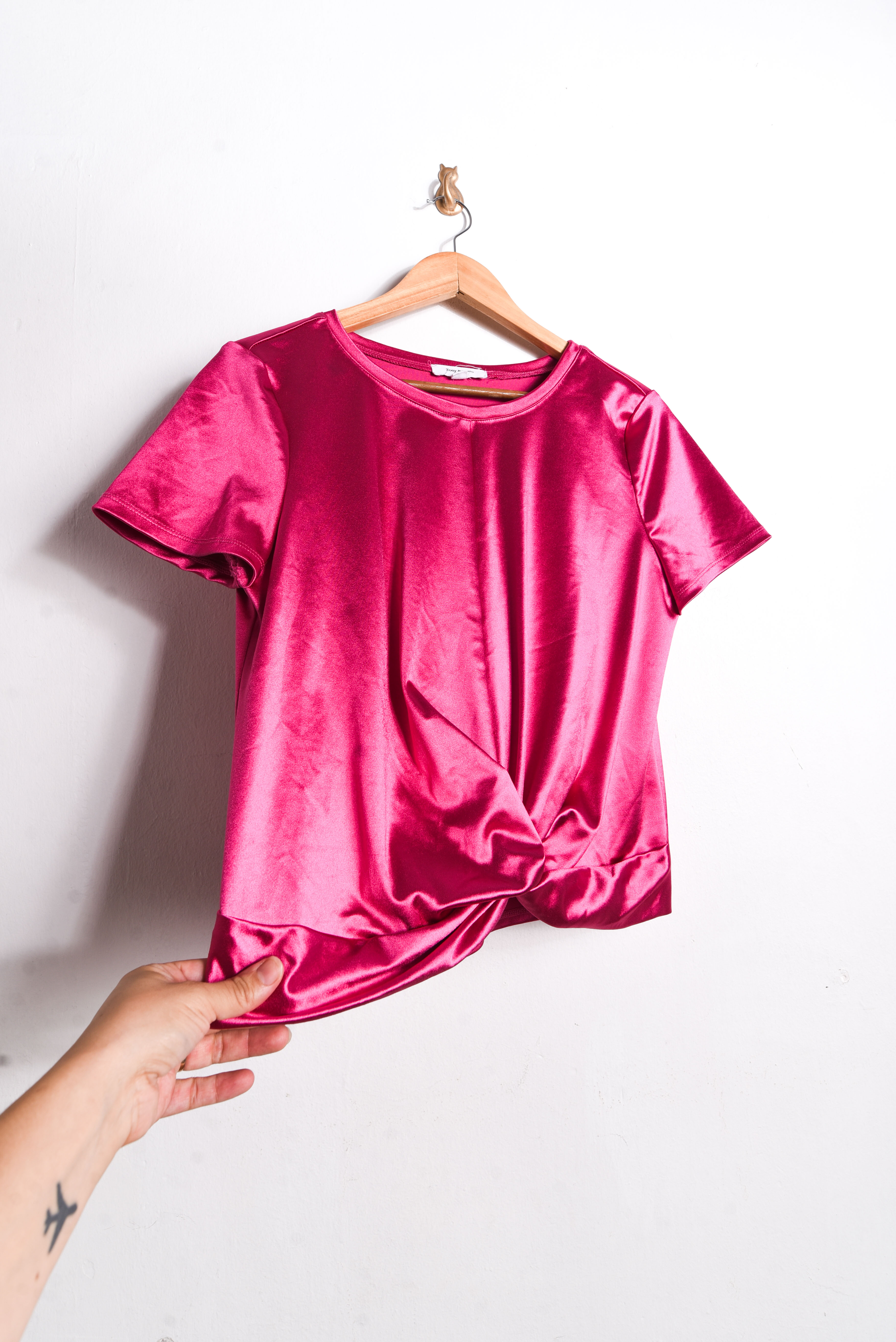 Top lycra satín rosa