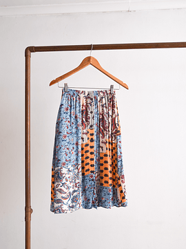 Falda celeste patchwork print