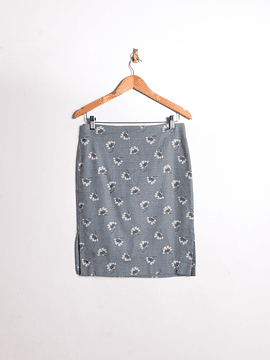 Falda pencil turquesa floral