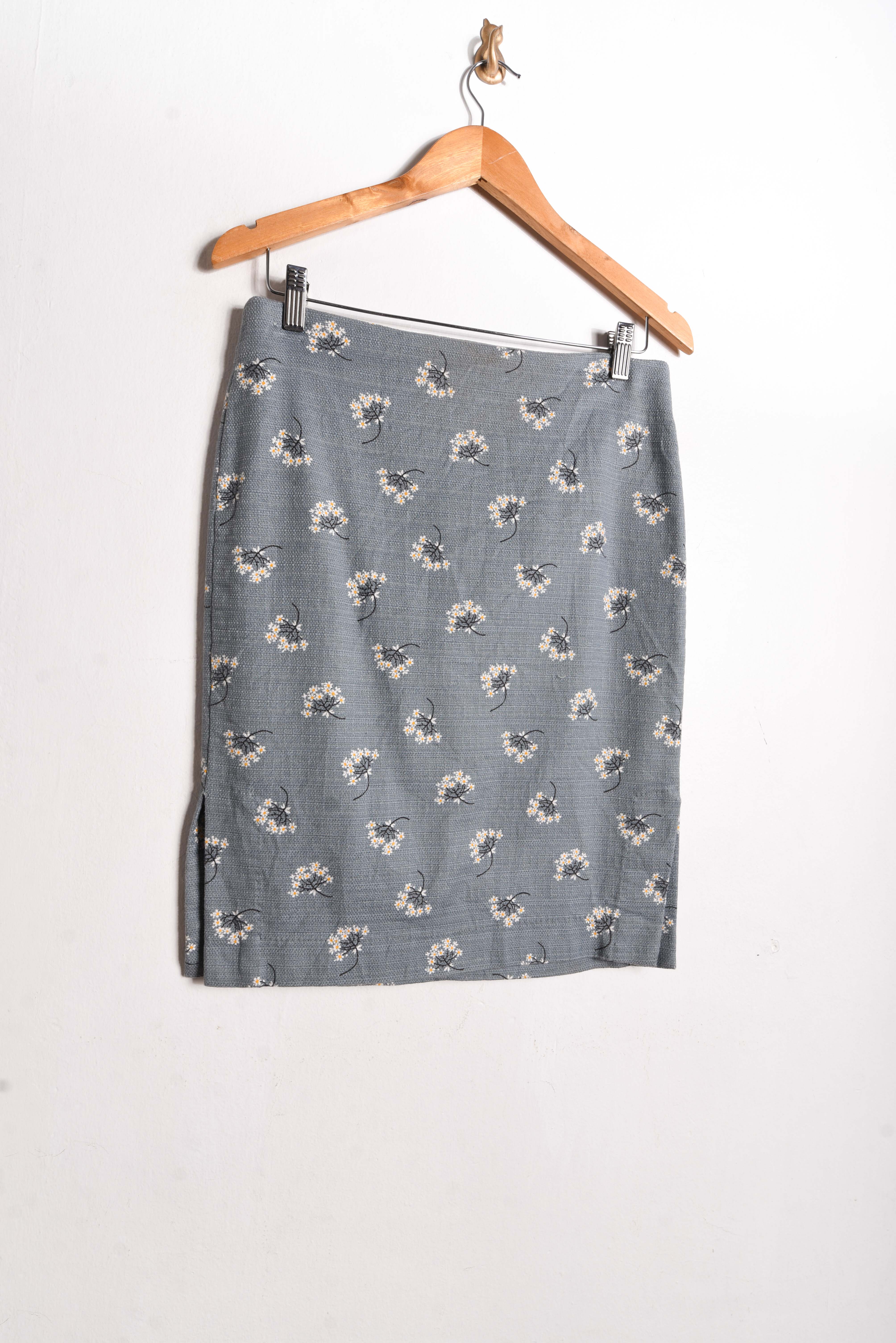 Falda pencil turquesa floral