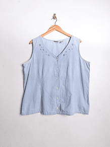 Blusa denim bordada