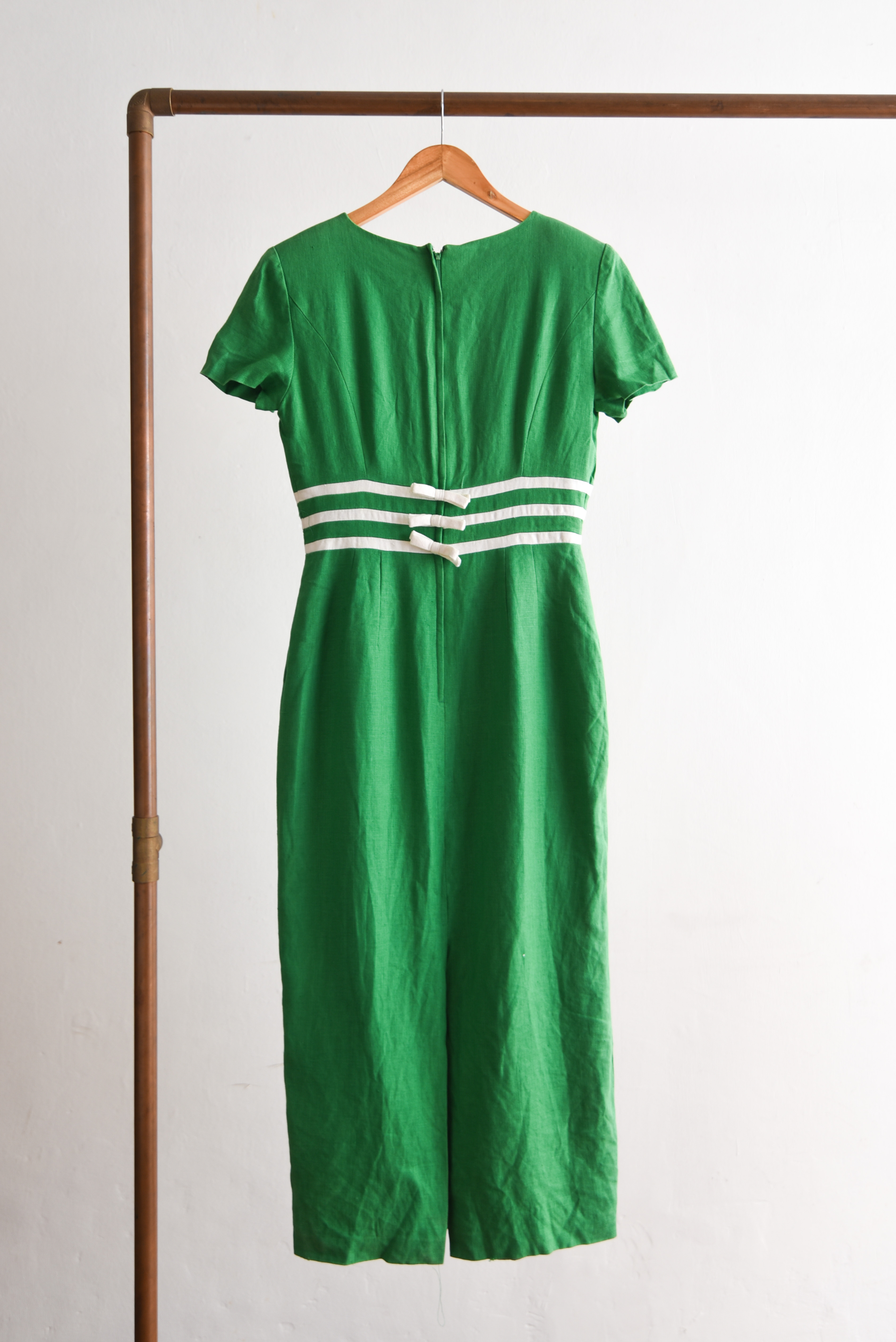 Vestido verde vintage lino