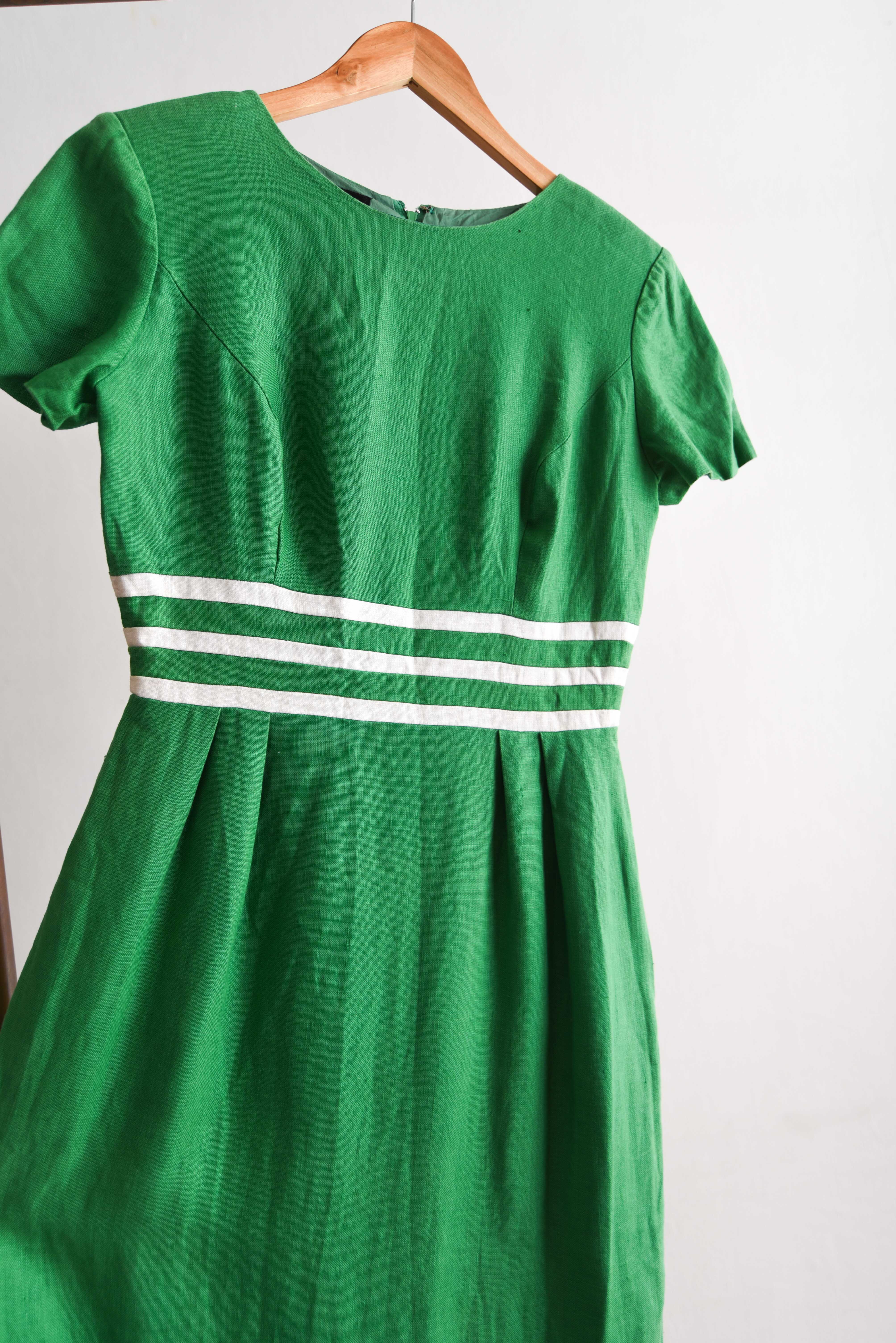 Vestido verde vintage lino