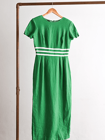 Vestido verde vintage lino
