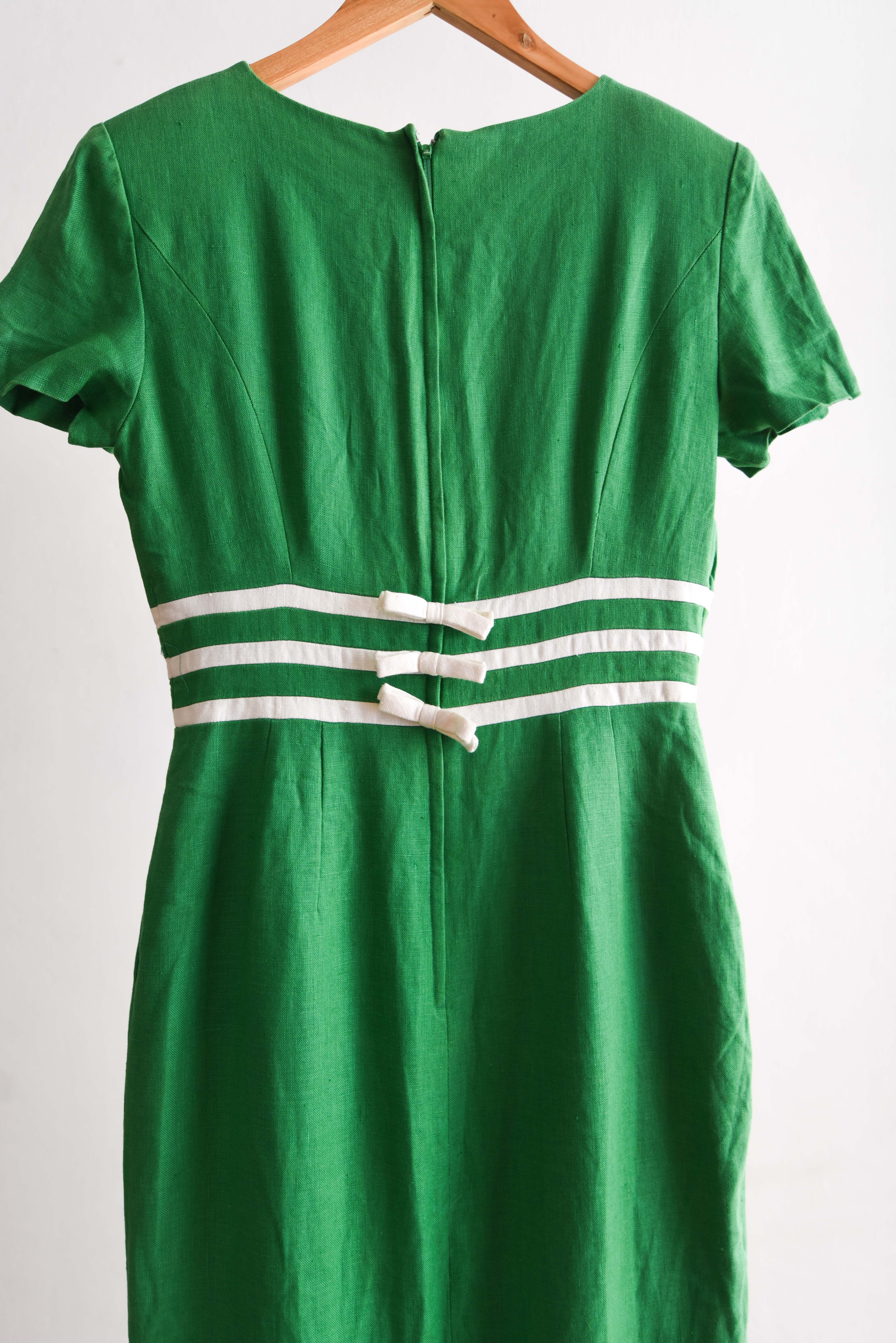 Vestido verde vintage lino