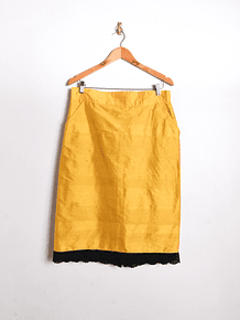 Falda seda mostaza encaje