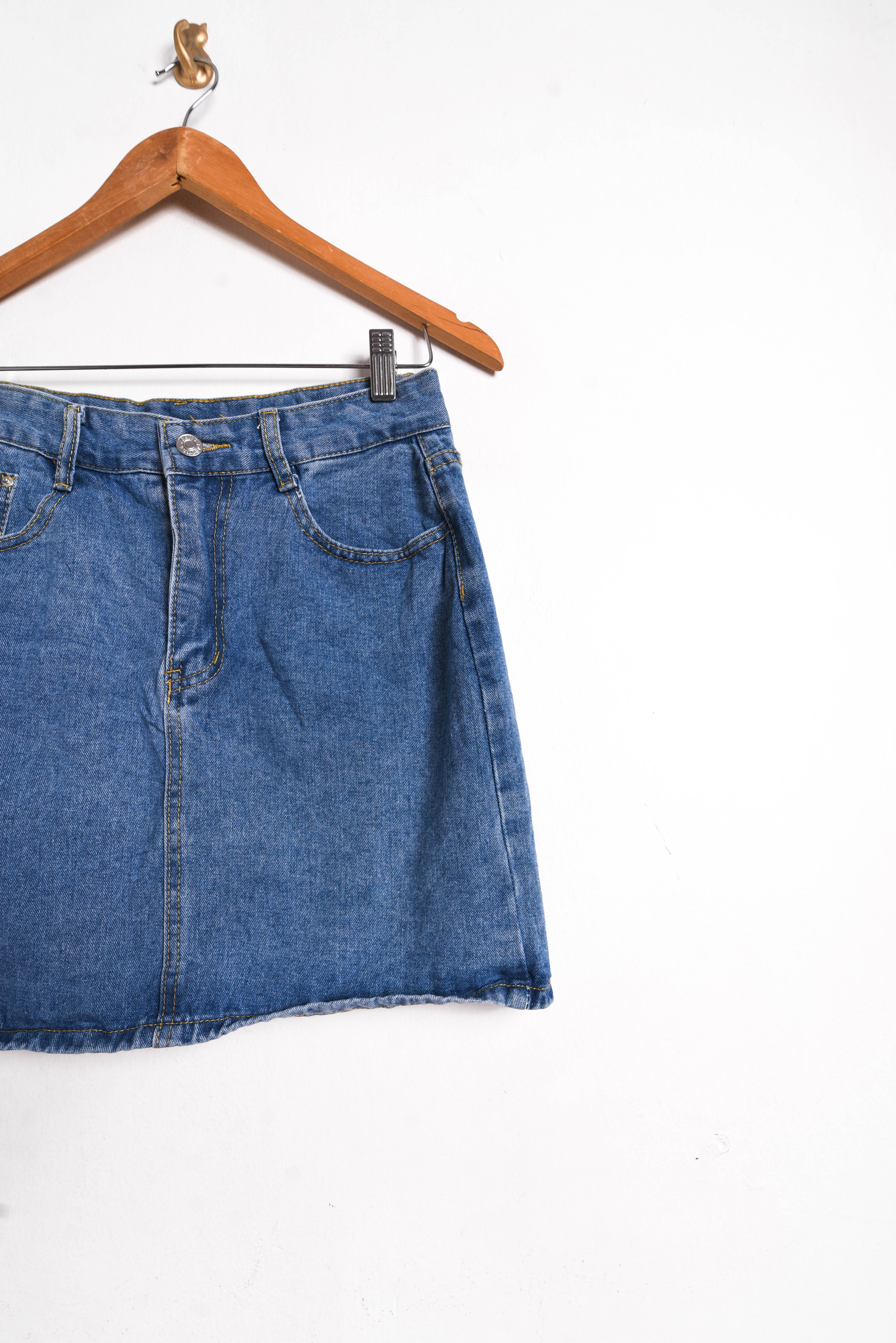 Falda denim tiro alto