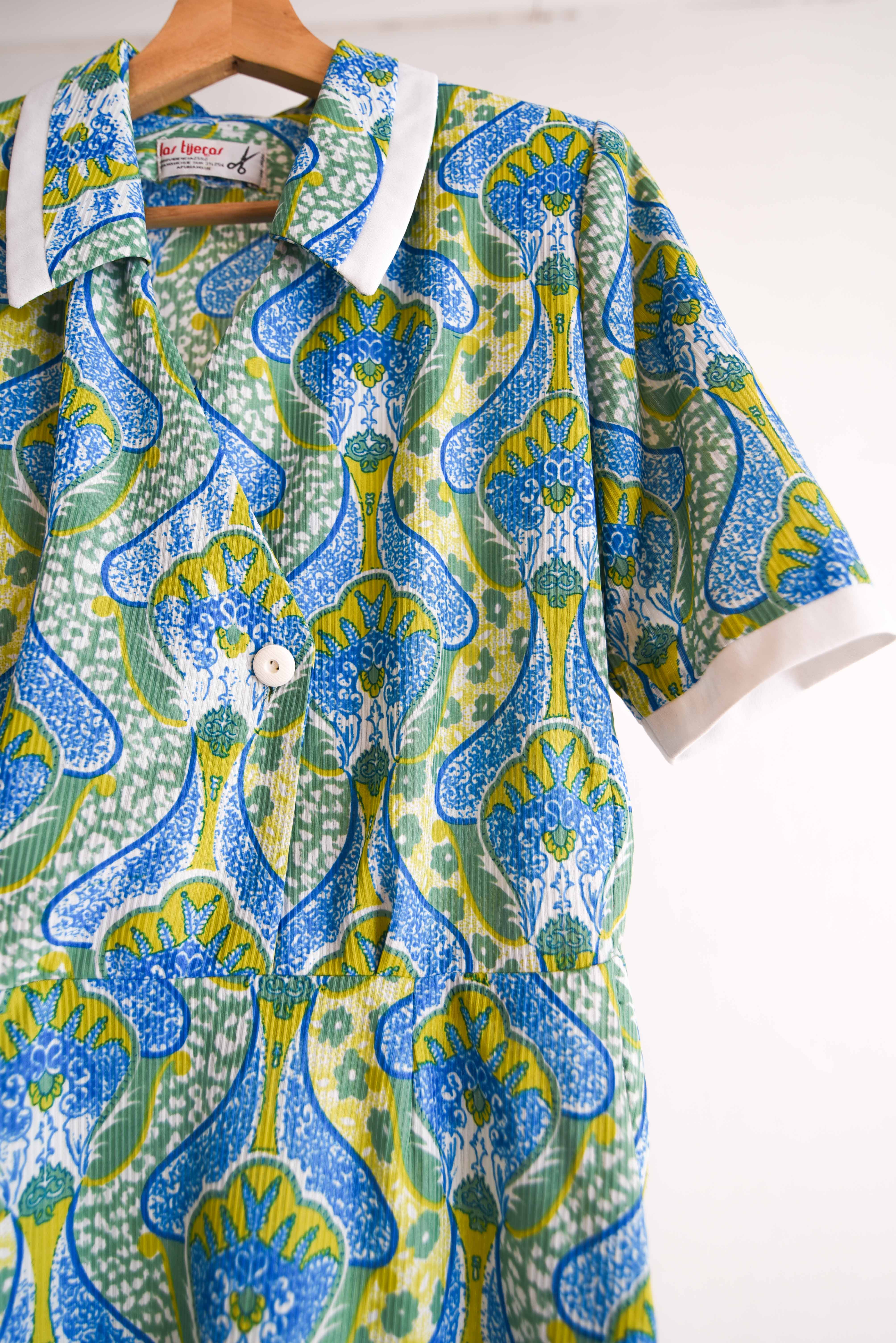 Vestido vintage green paisley