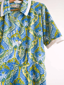 Vestido vintage green paisley