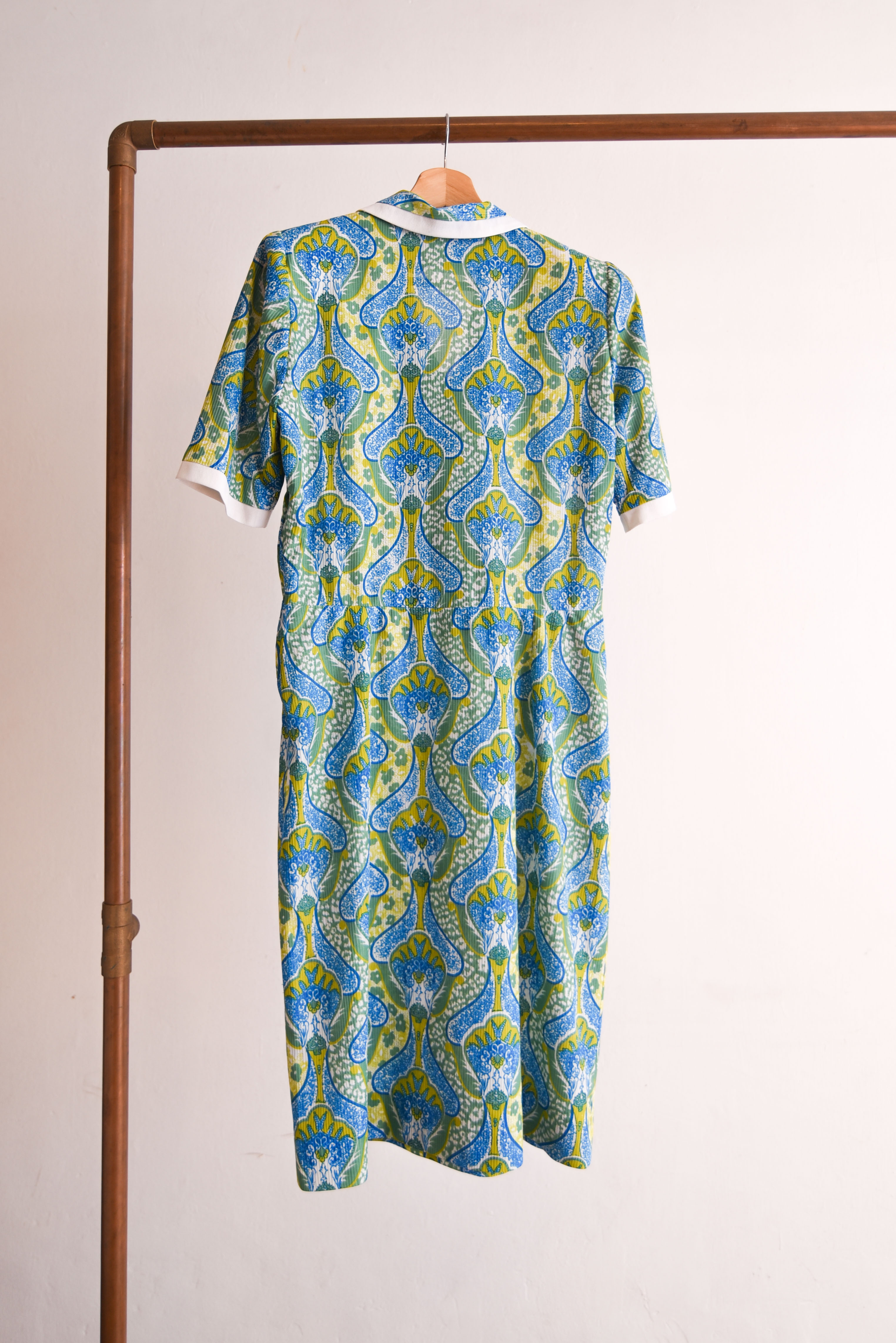Vestido vintage green paisley