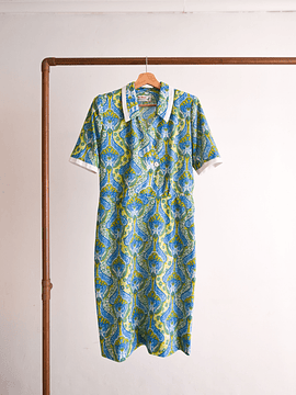 Vestido vintage green paisley