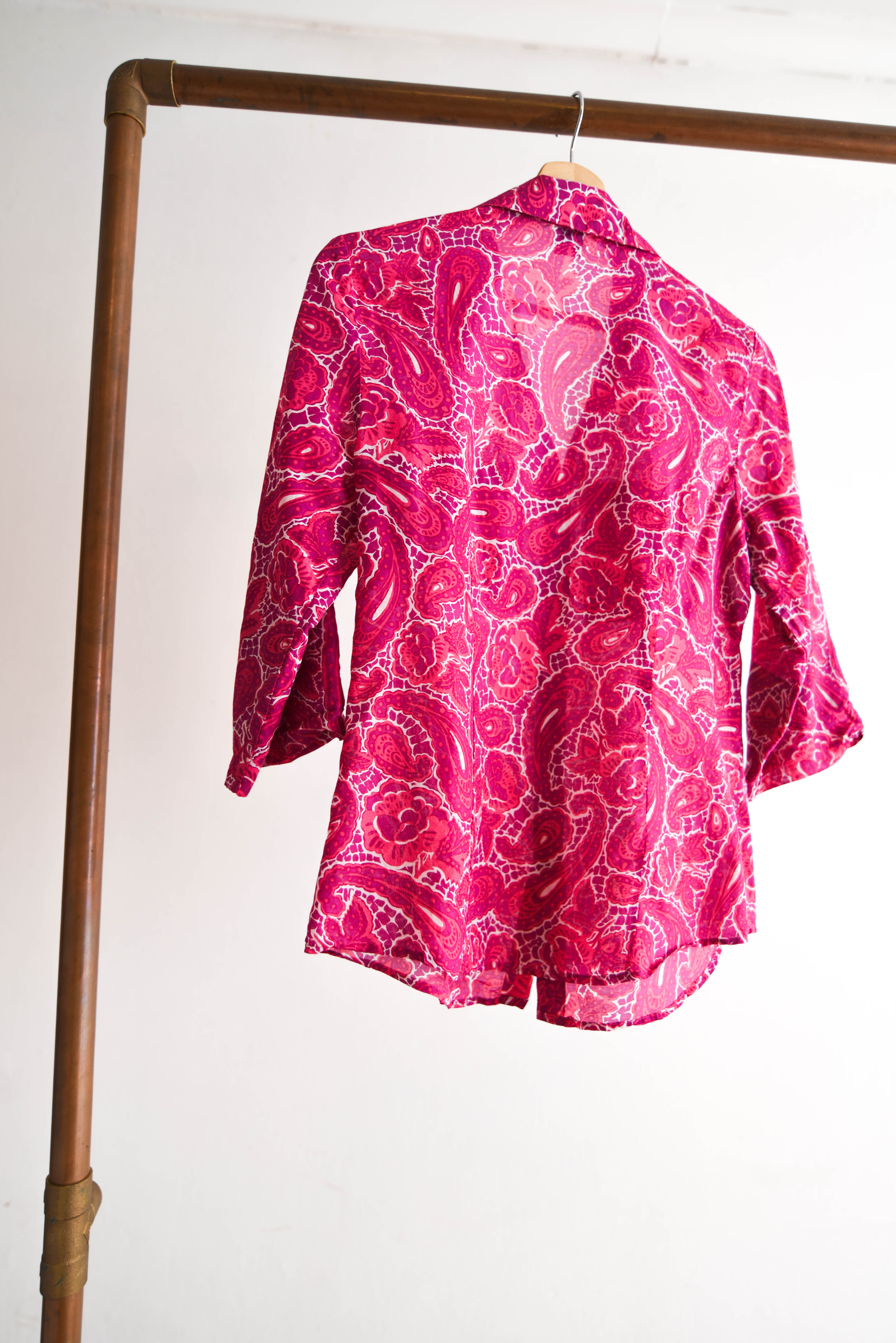 Blusa magenta cotton silk