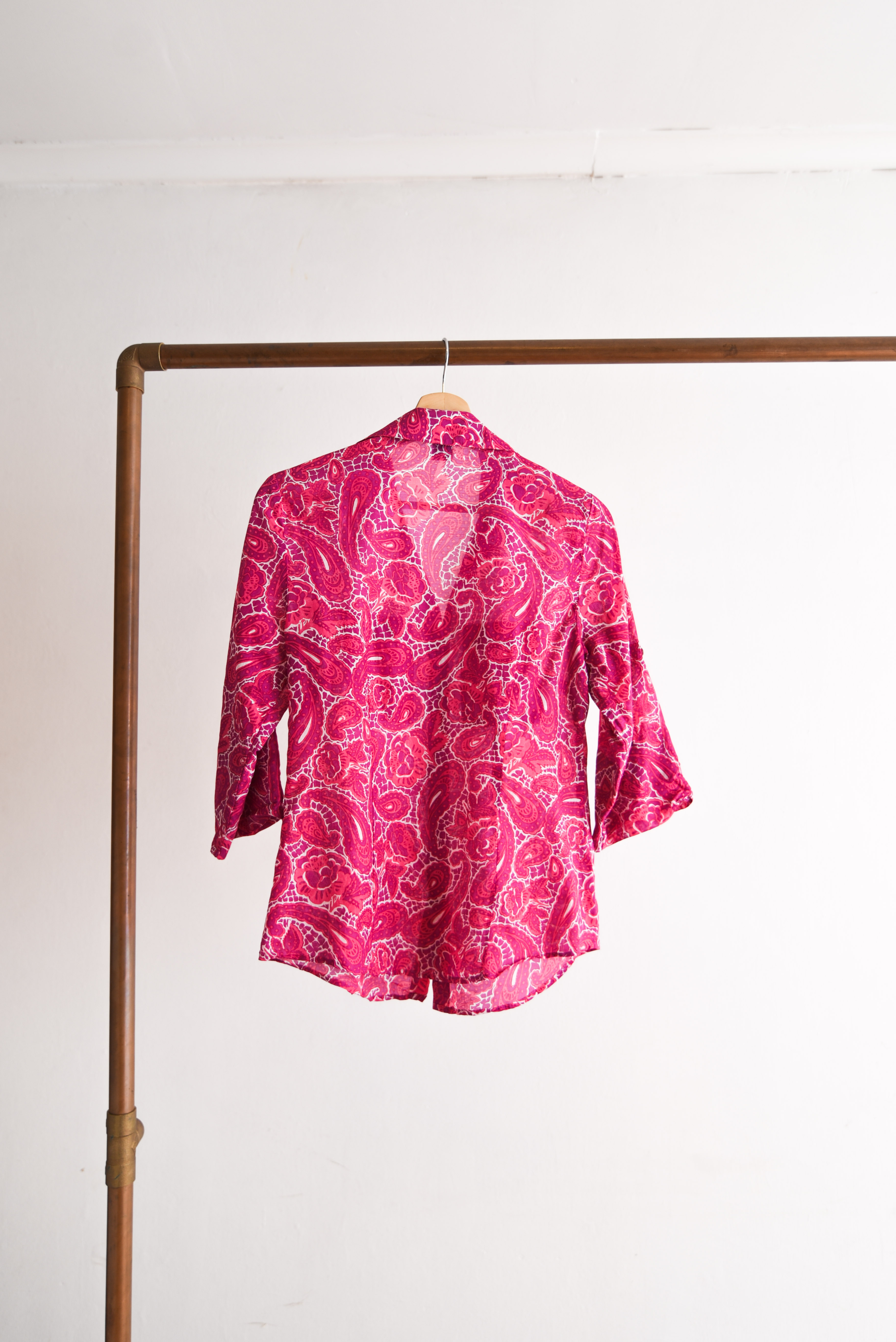 Blusa magenta cotton silk