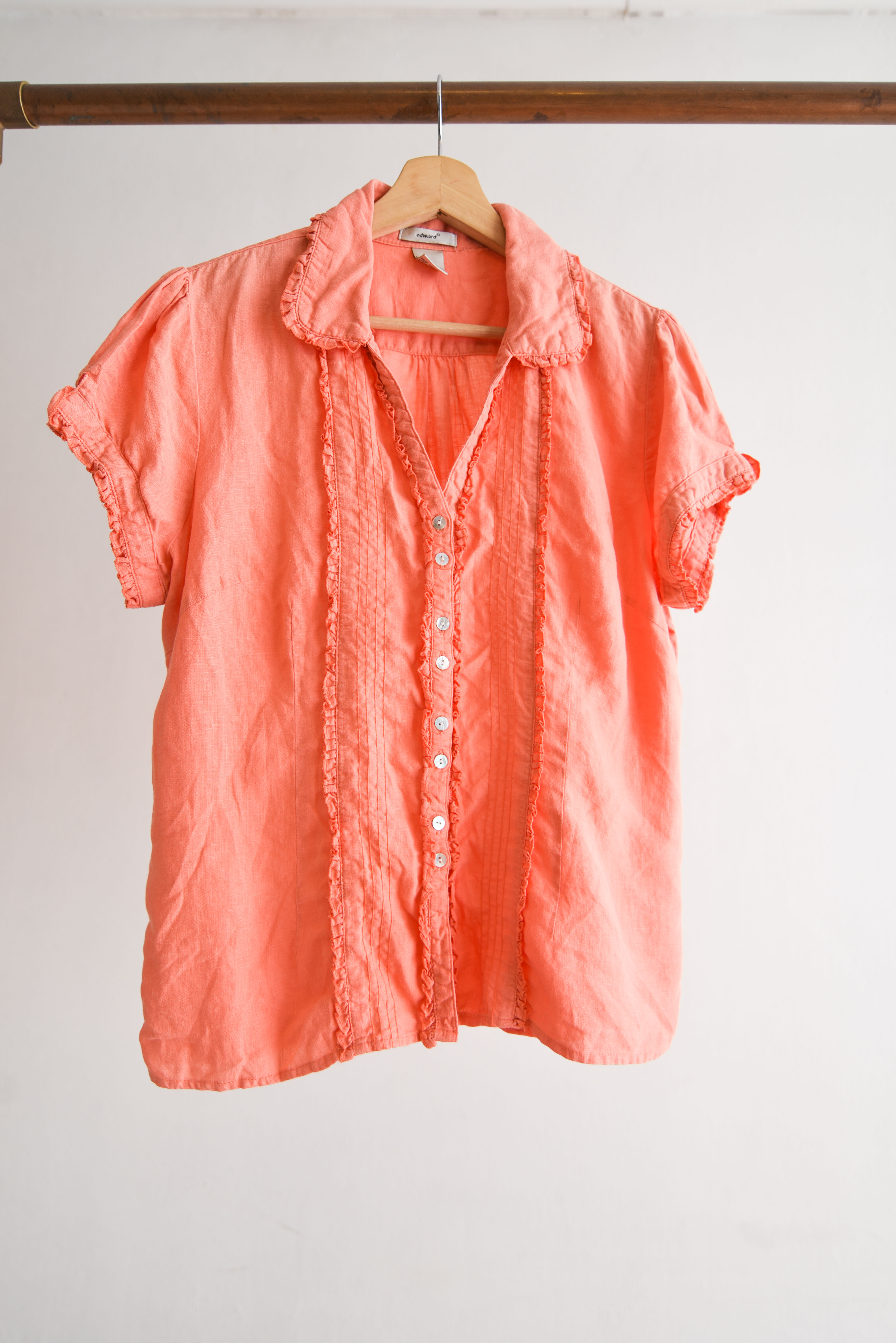 Blusa naranjo pastel lino