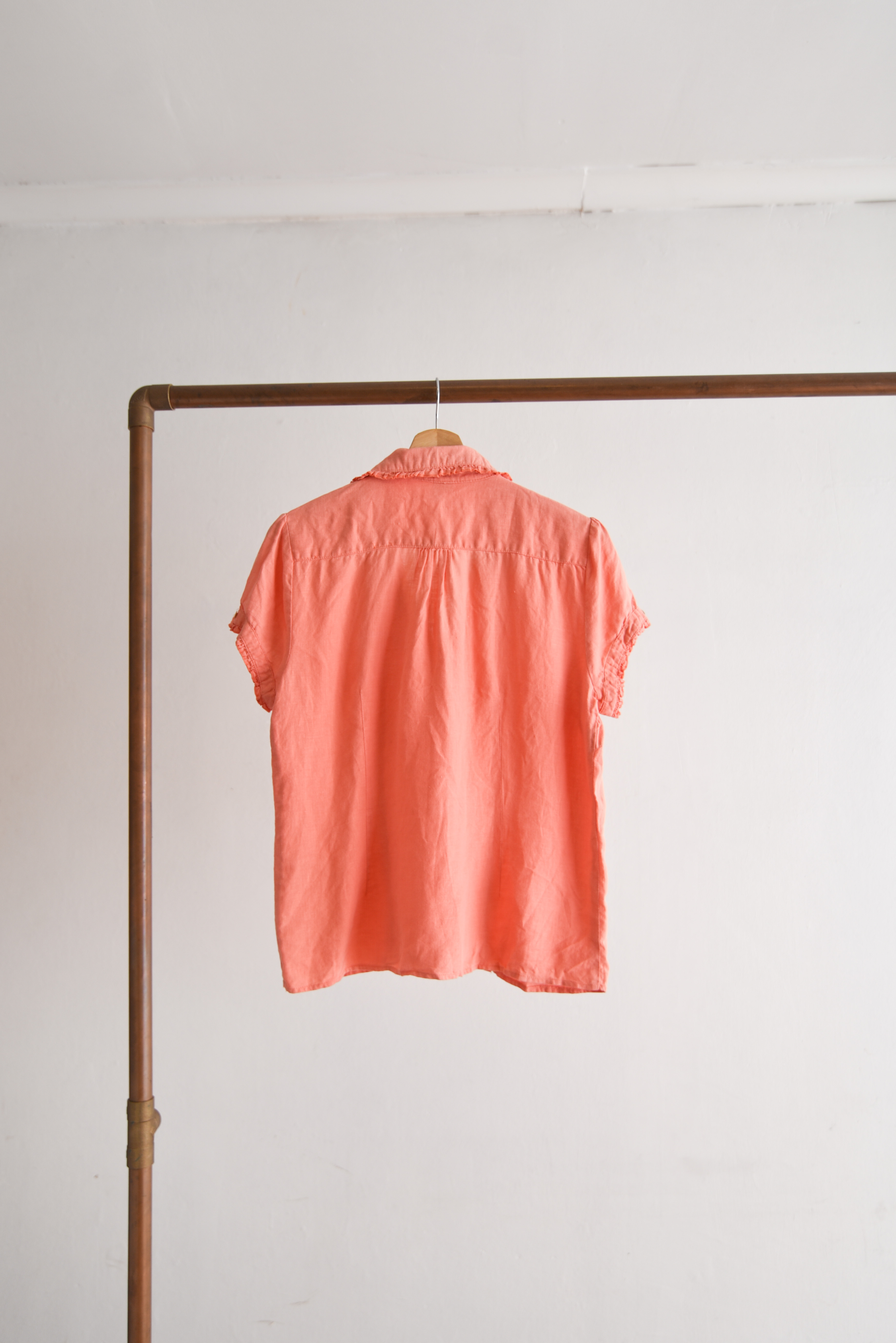 Blusa naranjo pastel lino