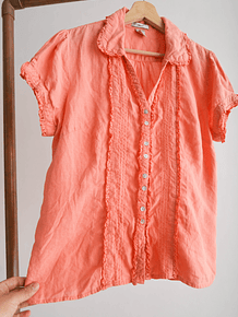 Blusa naranjo pastel lino
