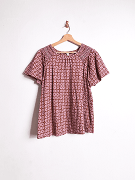 Polera retro print coral