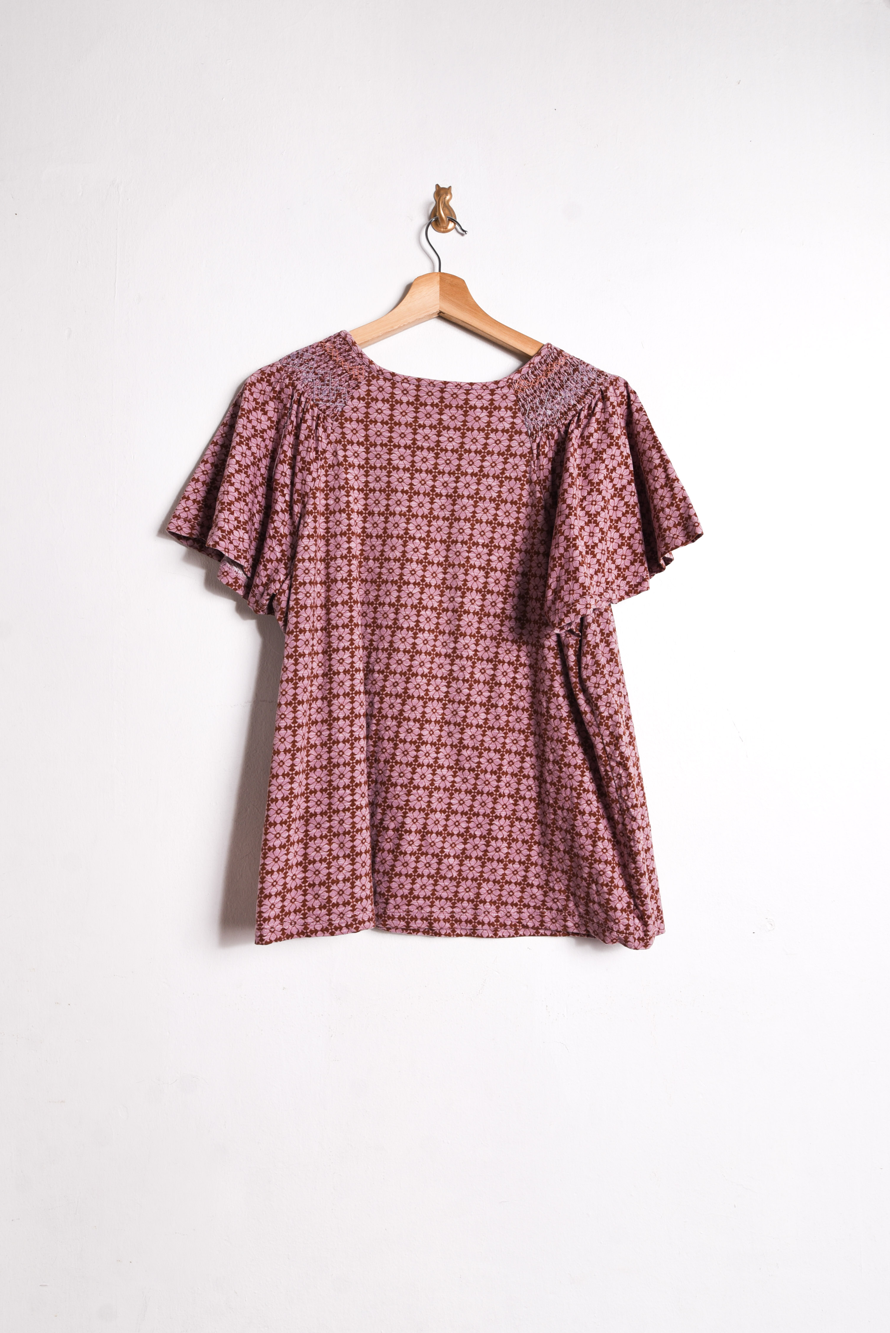 Polera retro print coral