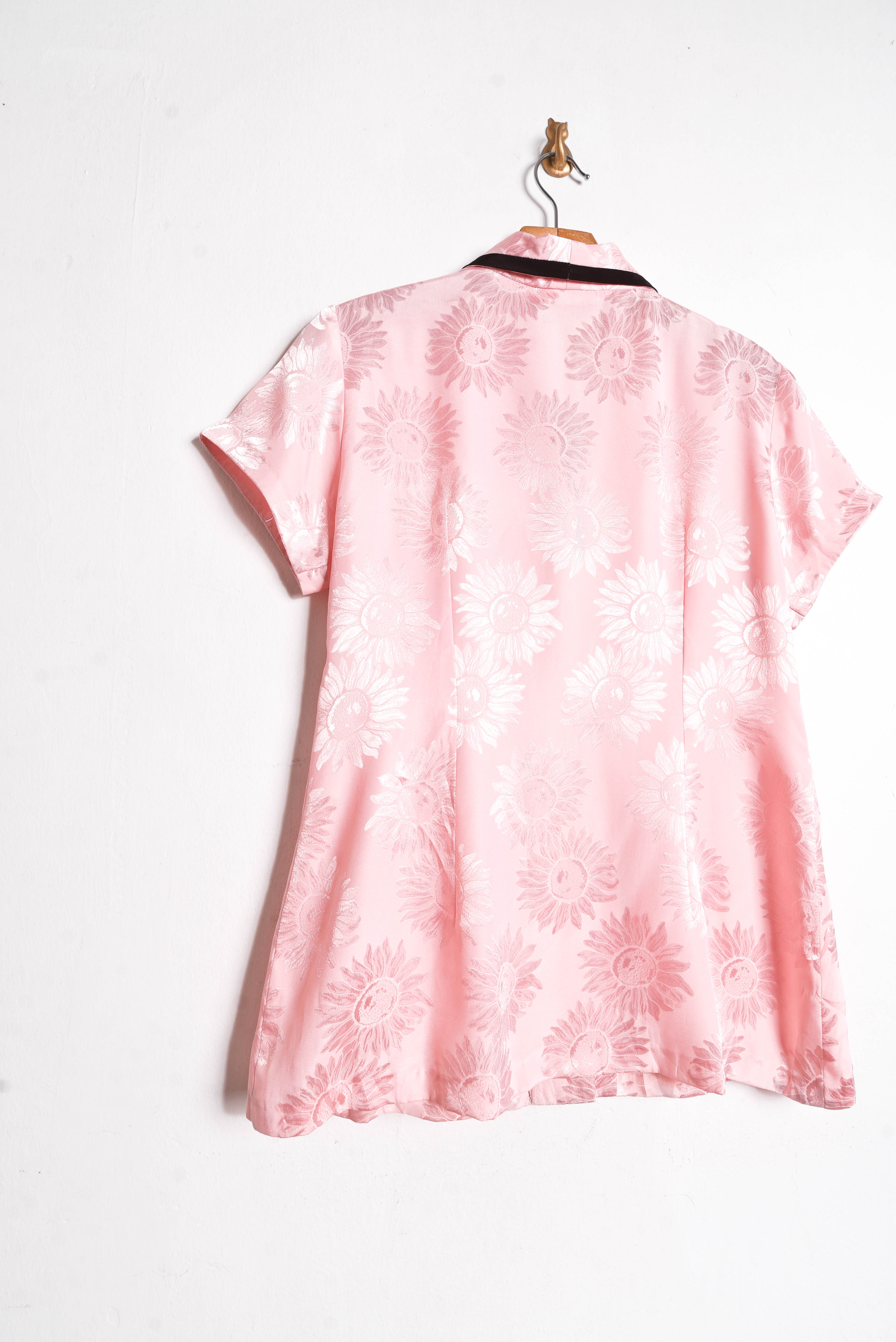 Blusa rosa pastel vintage satín