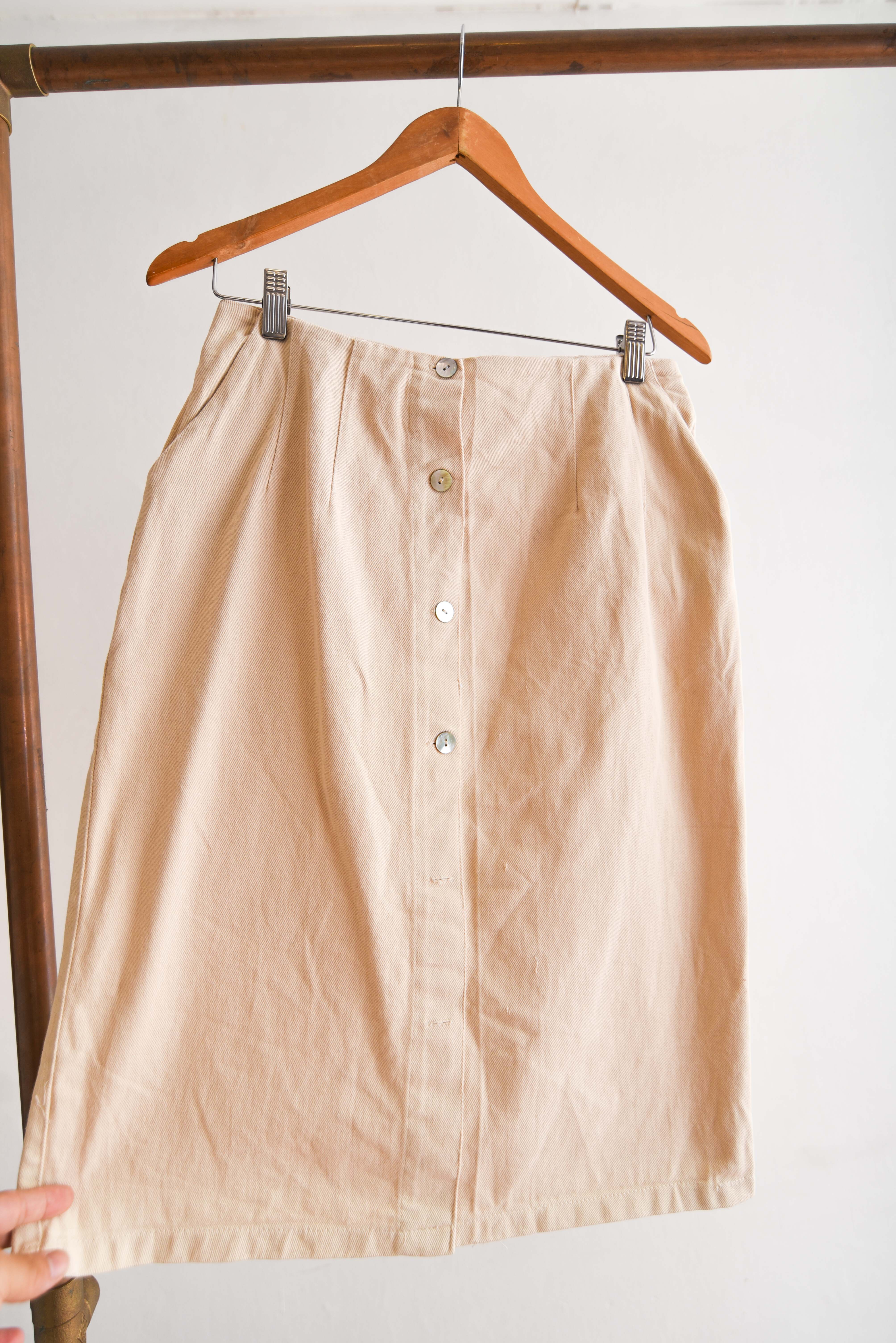 Falda denim nude botones