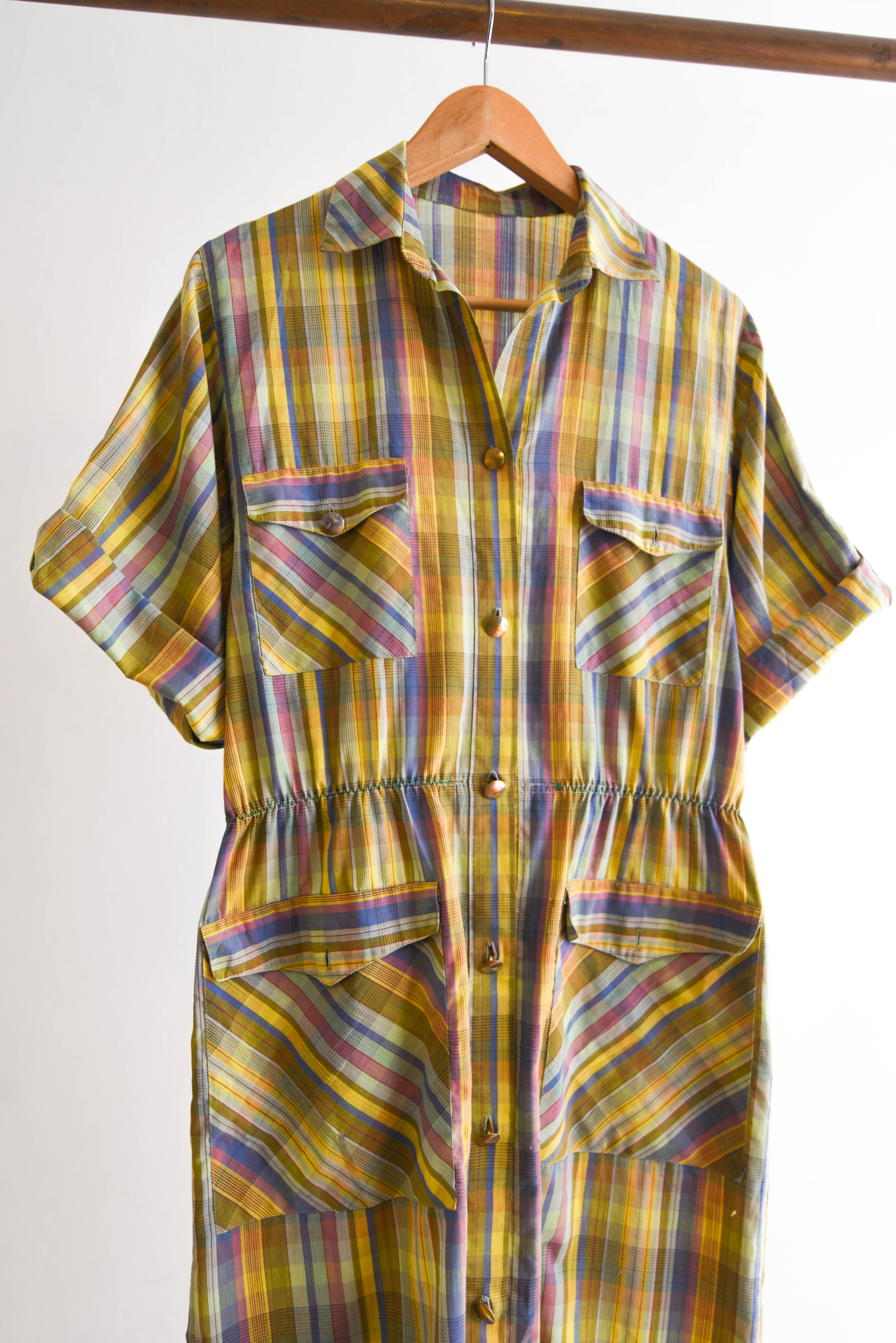 Vestido verde tartán vintage