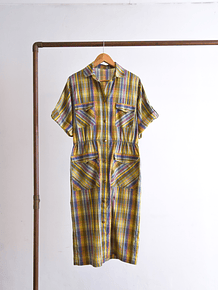 Vestido verde tartán vintage