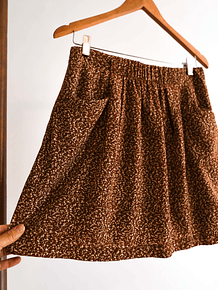 Falda café floral print